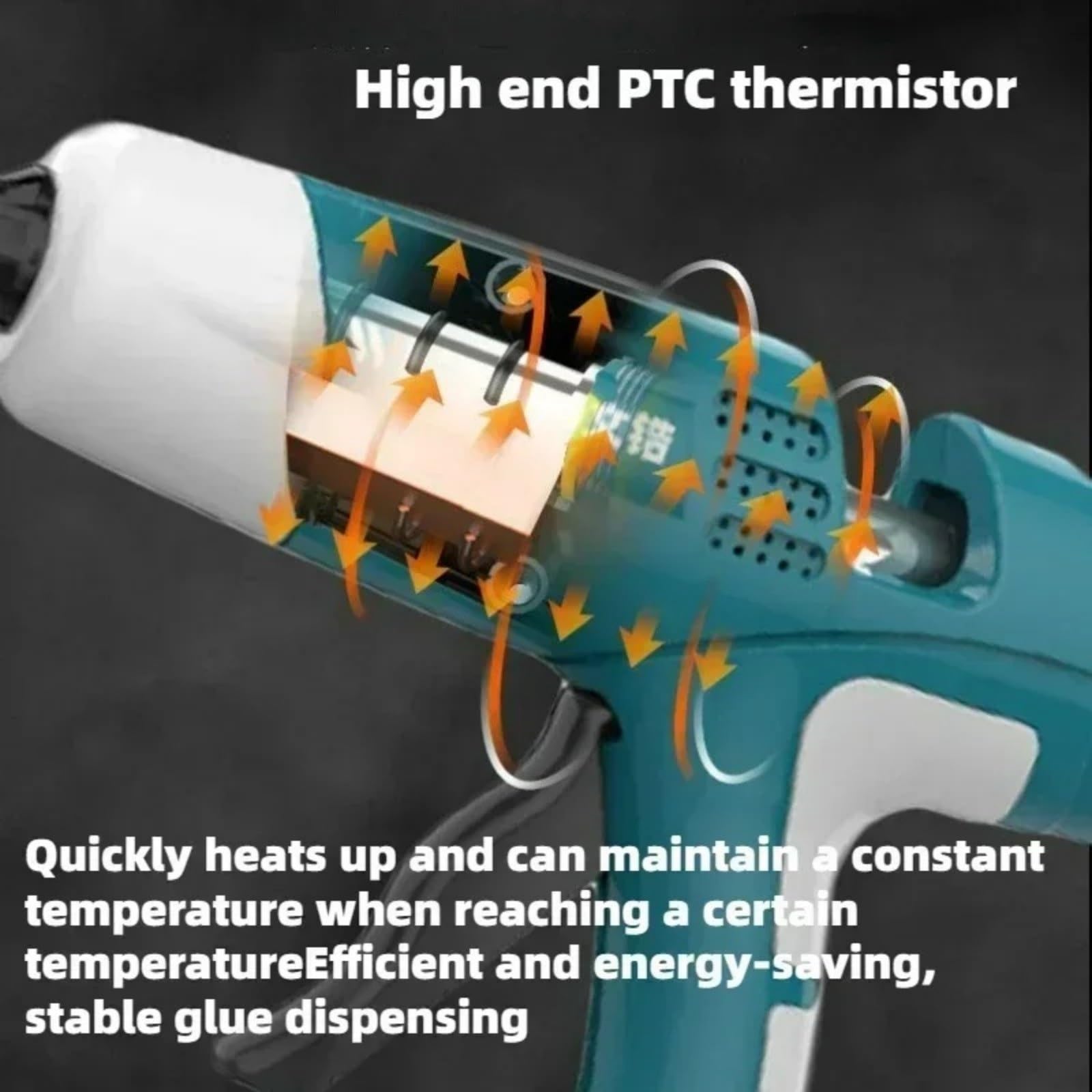 Pistola Silicona Caliente, Pistola de pegamento caliente a batería de 18 V a 21 V, sin batería, digital, temperatura ajustable, inalámbrica, for reparaciones de bricolaje para Reparaciones(Blue)