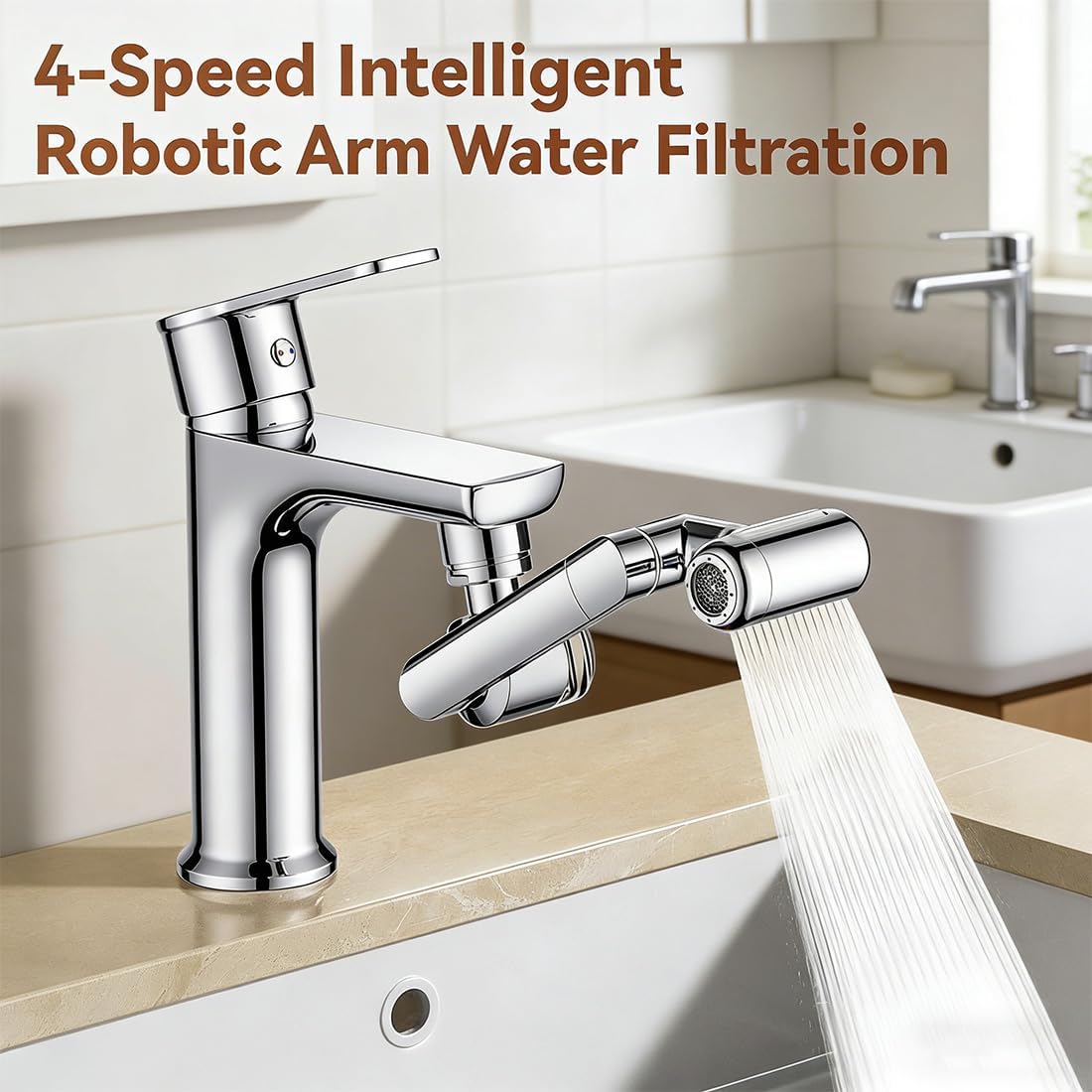 1080° Rotating Faucet Extender with Upward Facial Mist, 4 Water Modes & Built-In Filter, Universal 1080° Rotating Faucet Extender, Swivel Faucet for for Hair Hand Face Washing Kitchen Bathroom (3)