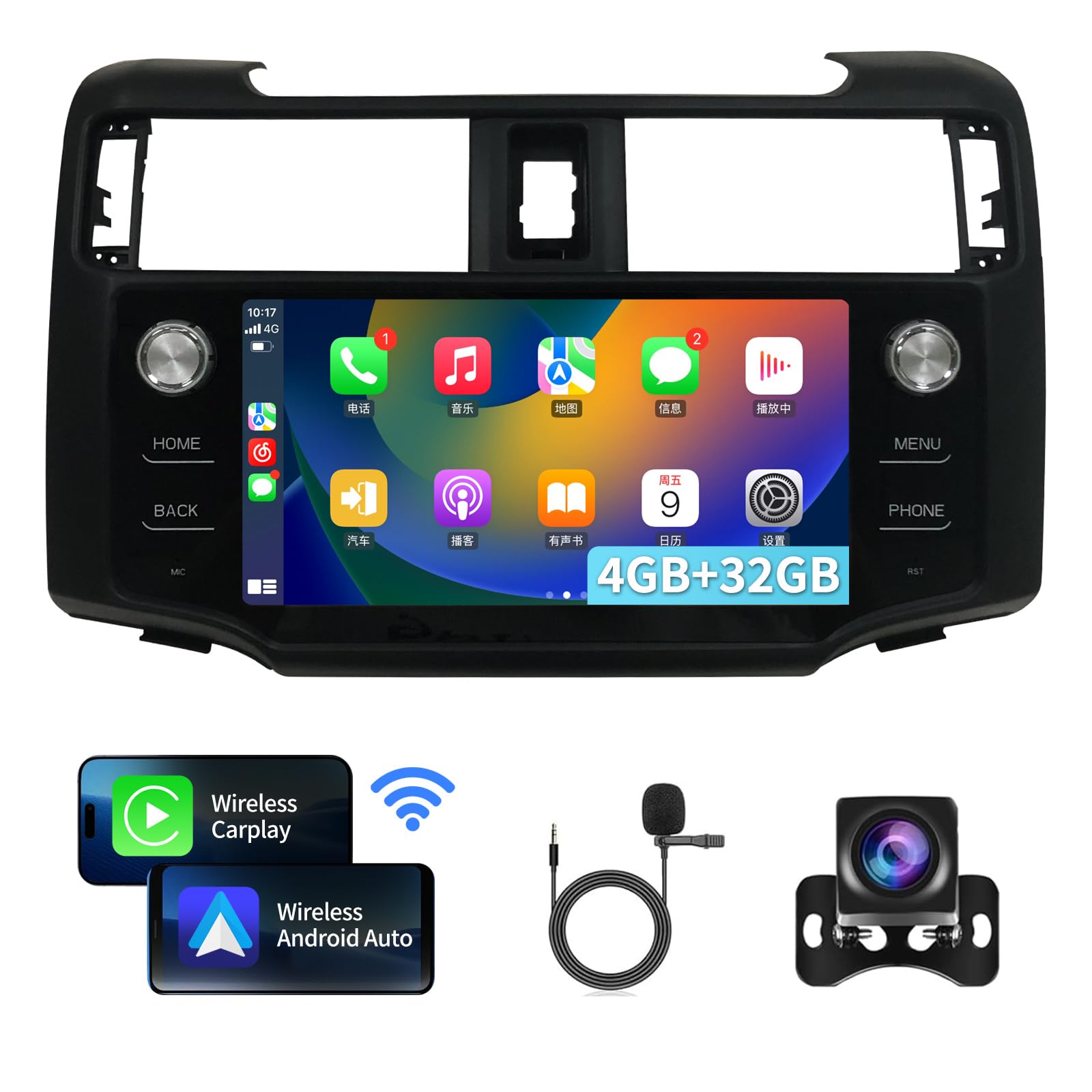 Car Radio Stereo for Toyota 4Runner 2010-2019, 10.25 inch Touch Screen Android 13 Wireless Carplay & Android Auto Headunit Replacement with 8Core Bluetooth 5.0 GPS Navigation SWC WiFi FM DSP Camera-image-49