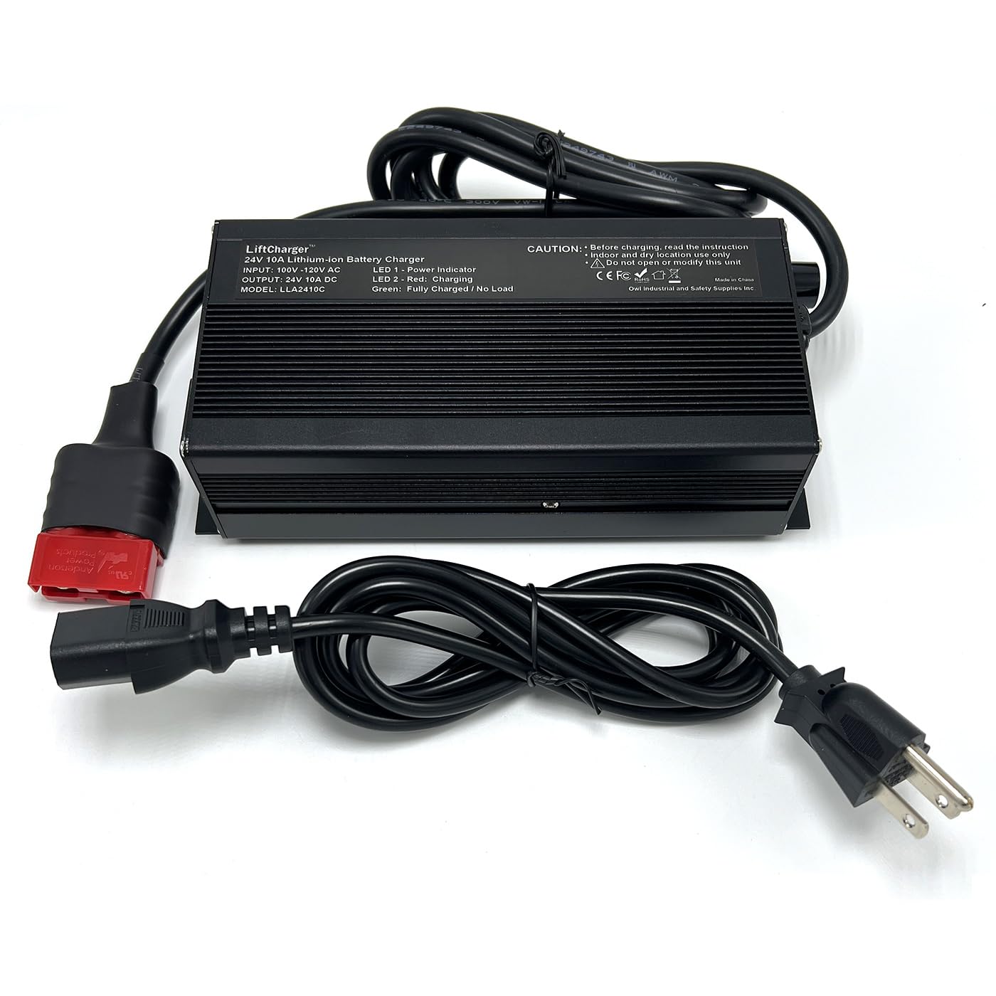 24v 10 Amp Lithium Battery Charger with Red SB50 Connector for Pallet Jack Battery Pack, Quick Connect 24v Lithium Batteries 20Ah to 100Ah