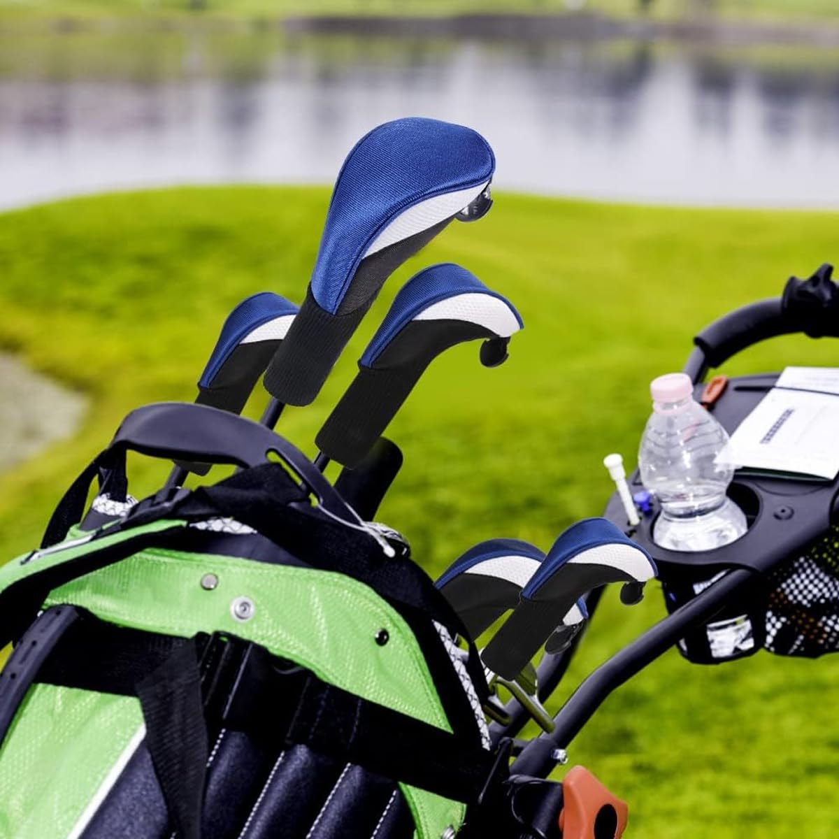 Namvo Juego de 3 cubiertas de madera para palo de golf, funda protectora para palo de golf, color azul y blanco