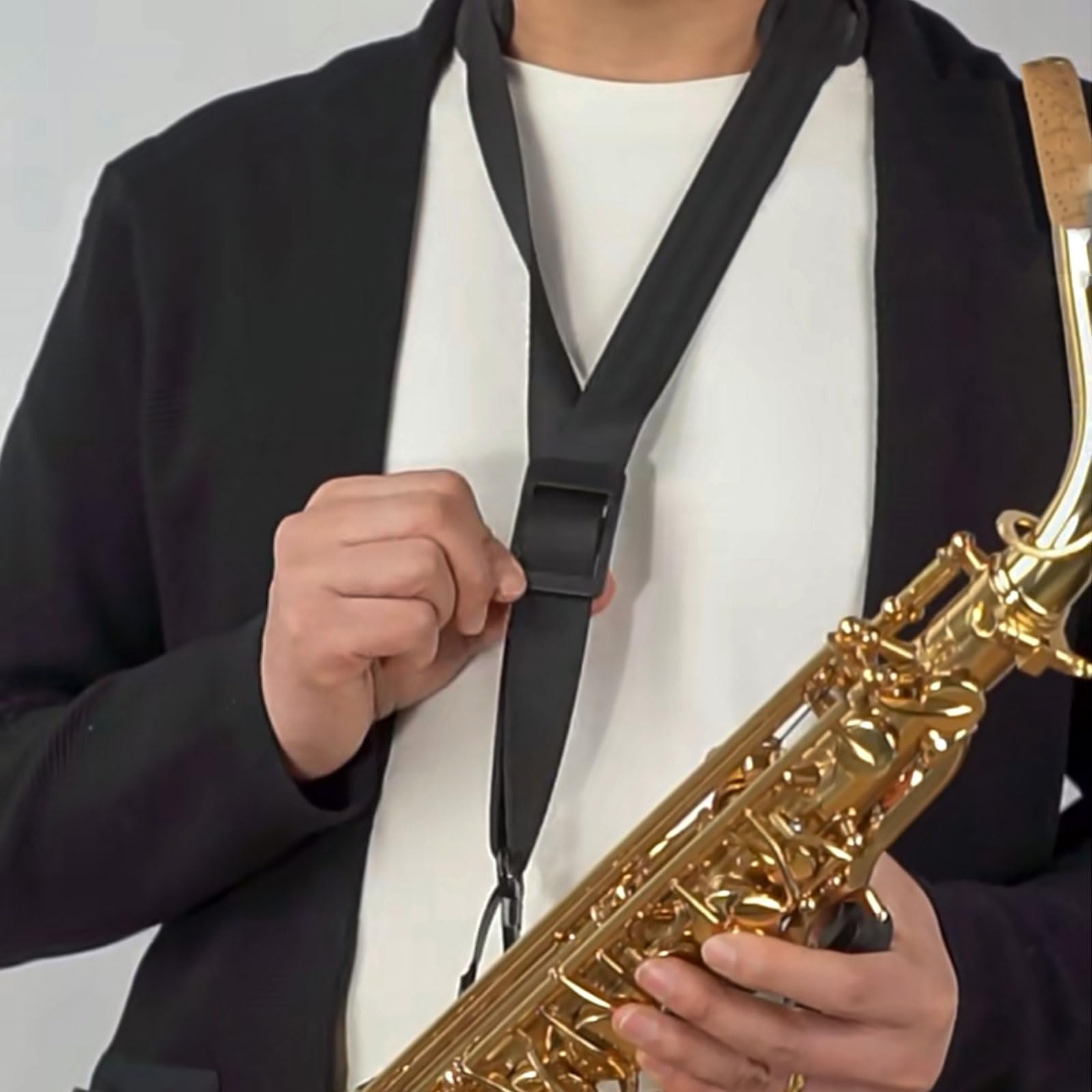 Saxophone, Sangle d'Épaule, Bandoulière pour Saxophone, Accessoire pour Saxophone Alto, Accessoire de Jeu pour Saxophones Soprano, Alto et Ténor, pour Hommes et Femmes, Adultes et Enfants