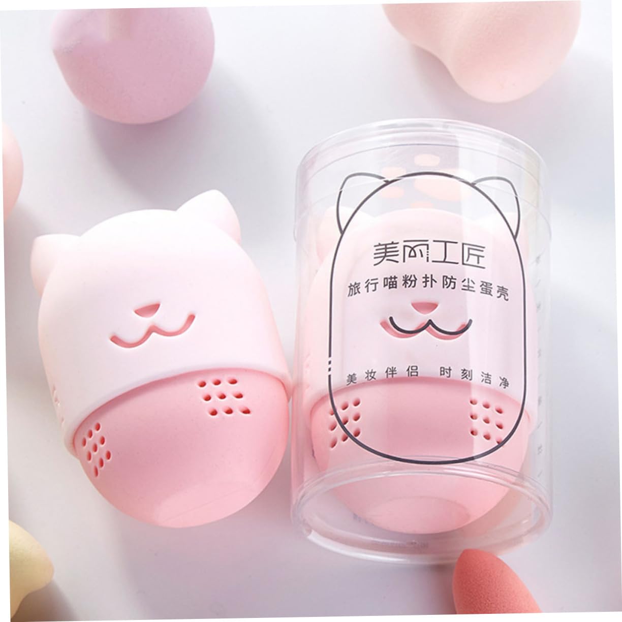 Beavorty 4piezas Caja De Almacenamiento De Esponjas De Maquillaje Estuche Compacto y Ligero para Proteger y Secar Esponjas De Maquillaje para Viajes y Uso Diario