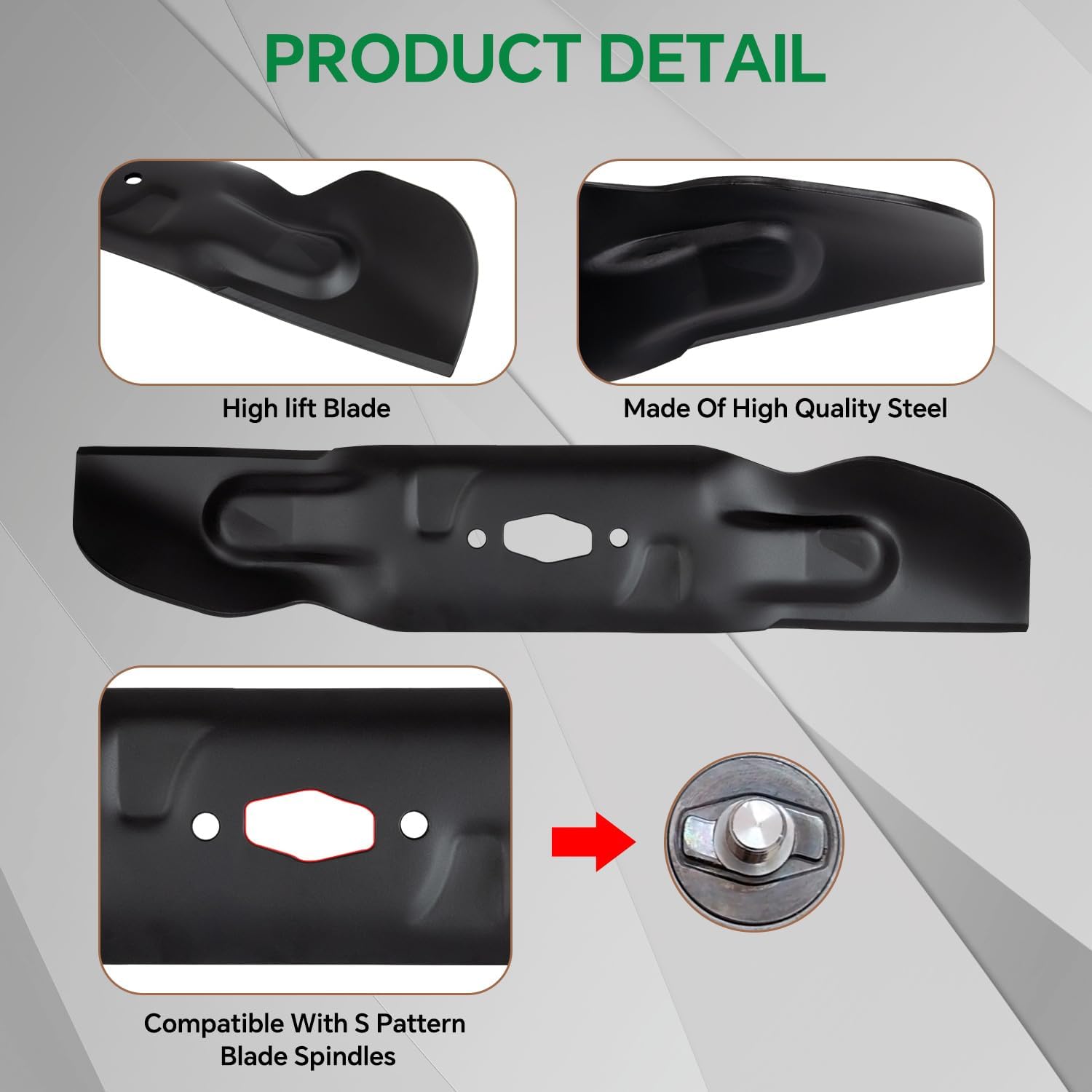 Heavy Duty Lawn Mower High Lift Bagging Blade 742P05094 Compatible with Cub Cadet Enduro XT1-LT50 Ultima ZT1-50, ZT2-50, Fit for 50" Cutting Decks Replacement for 742-05094 - 3 Pcs