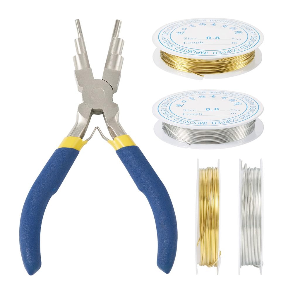 Cheriswelry 2 Rolls Golden & Silver Copper Jewelry Wire 20 Gauge Round Jewelry Craft Wire with 1Pcs Pliers for Crafting Floral Wire โ image 1