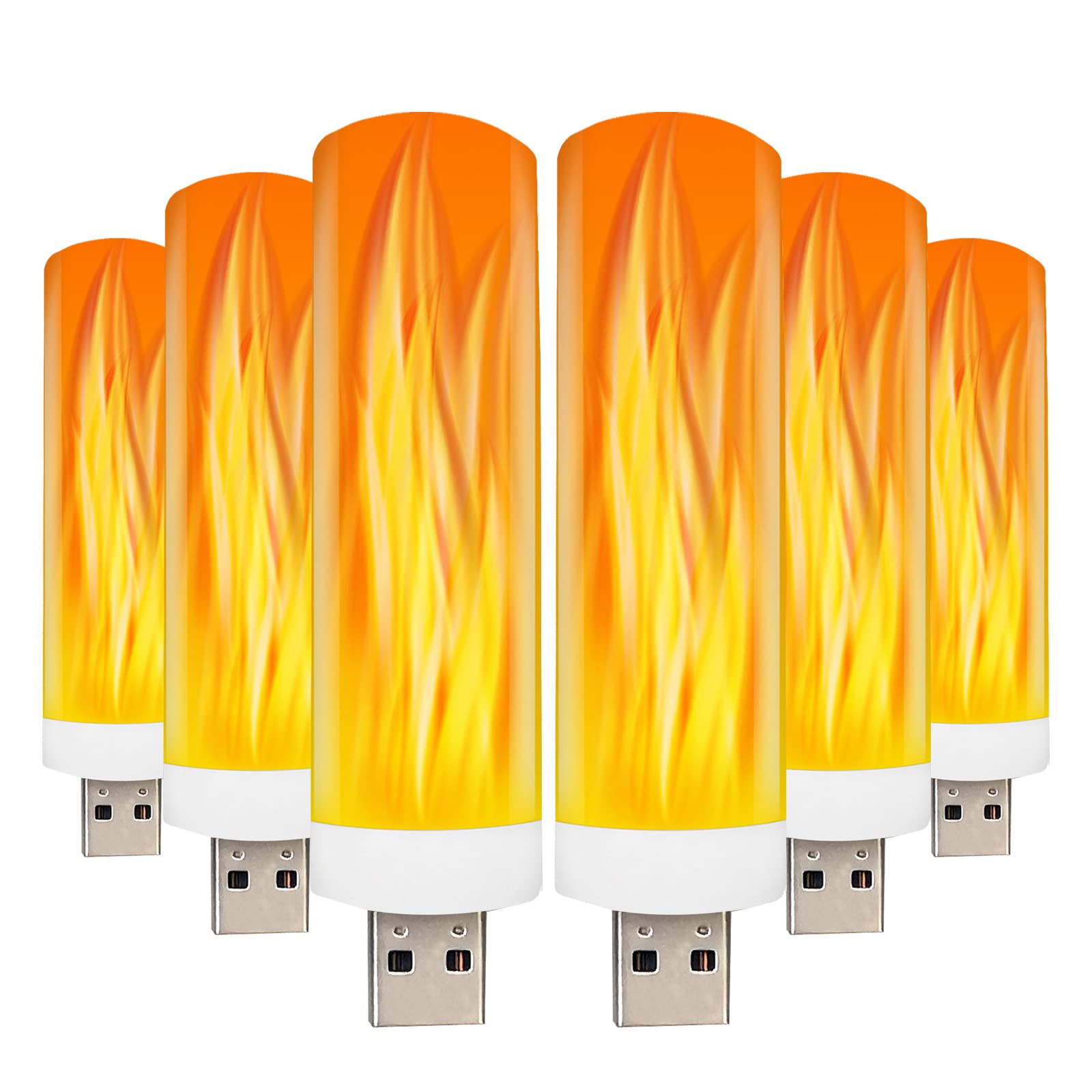 DASITON USB LED Flame Effect Light USB Flame Candle Bulb Flameless Tea Lights Candles Flickering Bright Tealights for Indoor Outdoor Home Party Decor