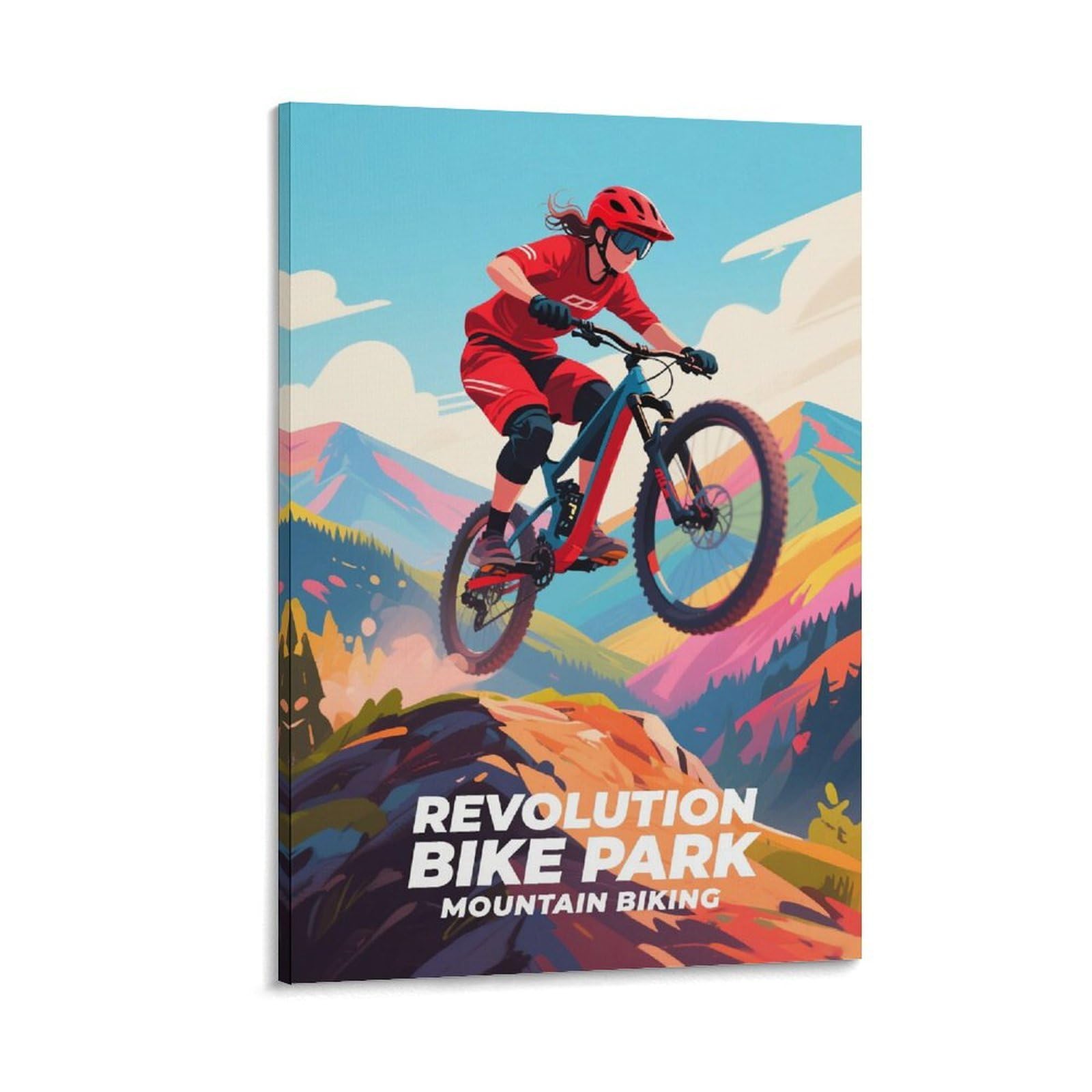 HWJJUII Revolution Bike Park Mountain Biking Vintage Travel Posters 08x12inch(20x30cm) Canvas Art Poster And Wall Art Picture Print Bedroom Decor