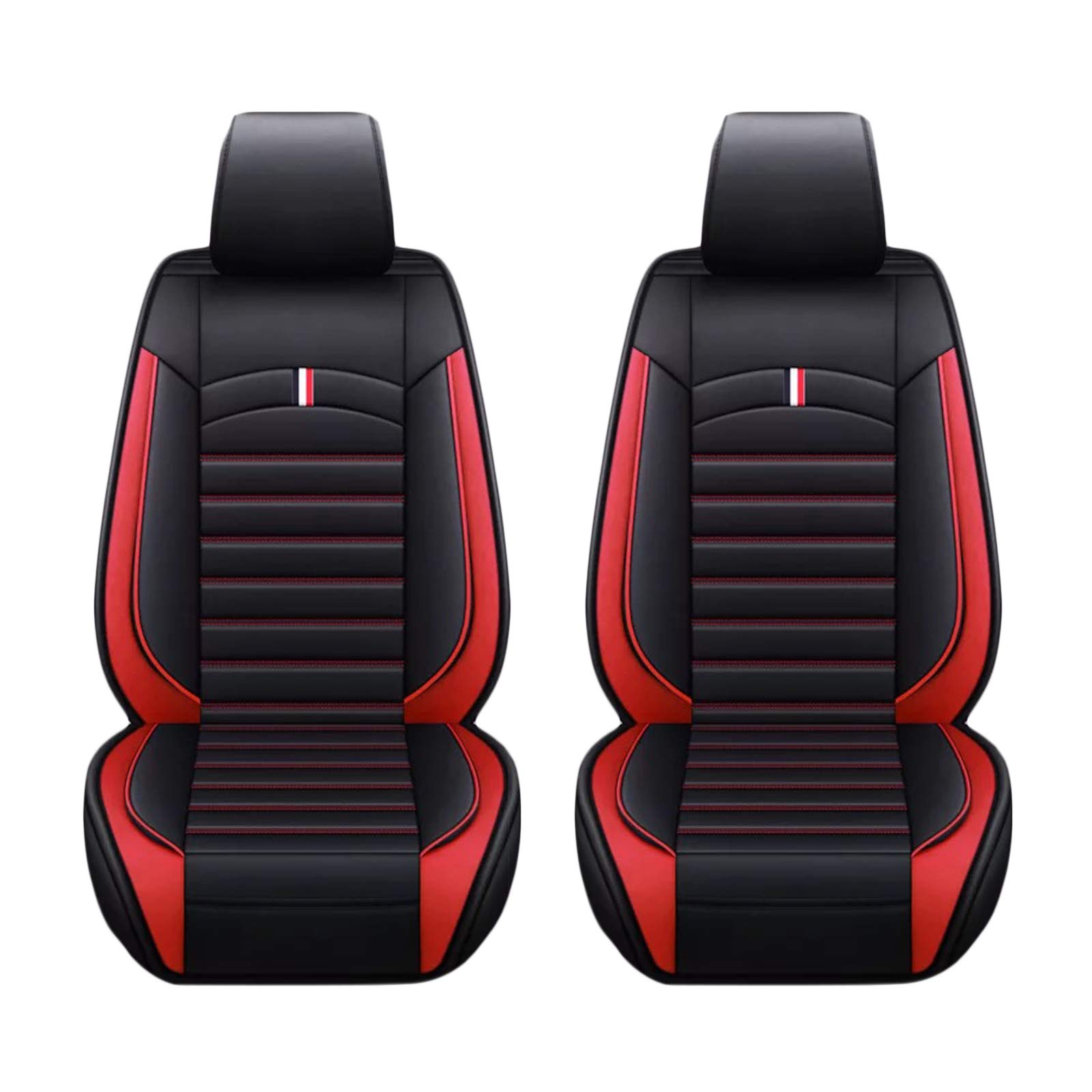 JOYOTO 2pcs Leather Seat Cover for Honda Accord Civic CR-V Insight,Waterproof Car Seat Covers, Car Front Seat Cushion, Airbag Compatible,Black Red