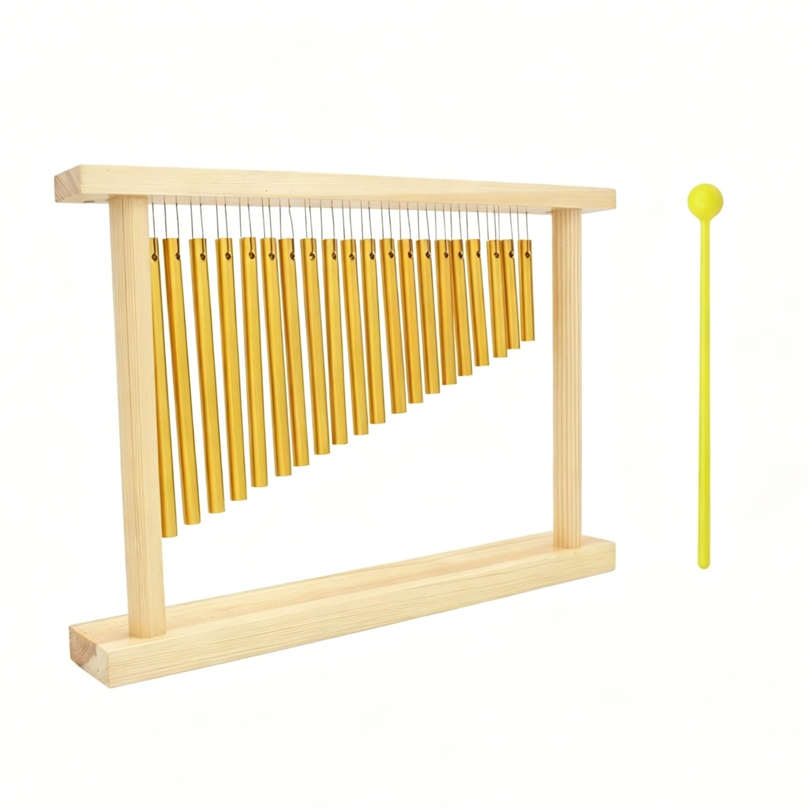 Carillon en Aluminium Doré à 20 Tubes Accordés avec Maillet pour Décoration Jardin et Patio