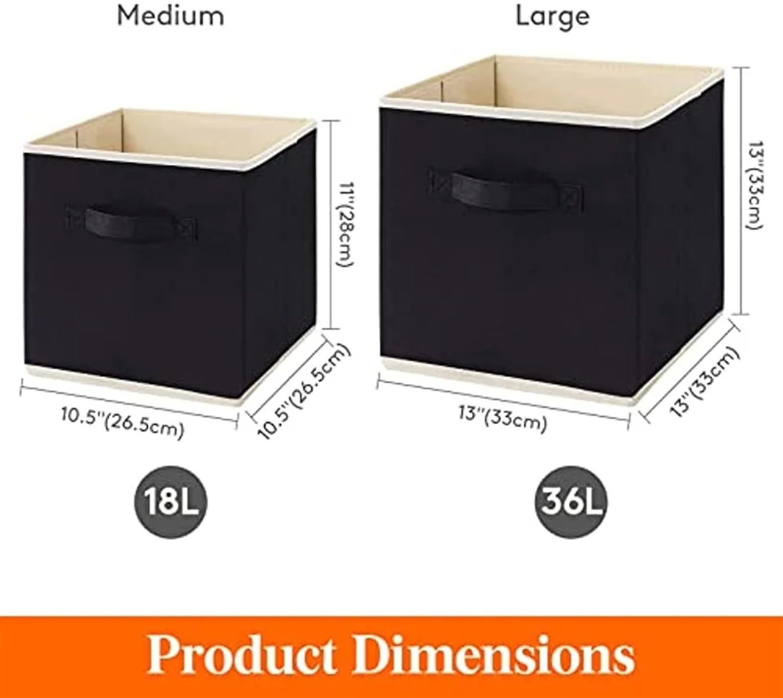 Caja de almacenamiento plegable 6 cubos de almacenamiento plegables de 11 pulgadas, contenedores de tela plegables, organizadores de almacenamiento, cestas organizadoras decorativas(Beige-medium)