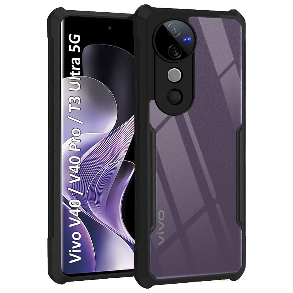 TheGiftKart Shockproof Crystal Clear Back Cover Case for Vivo V40 / V40 Pro / T3 Ultra 5G | 360 Degree Protection | Protective Design | Transparent Back Cover Case (PC & TPU, Black Bumper) (B0DCBW1ZVX) Amazon Price History, Amazon Price Tracker