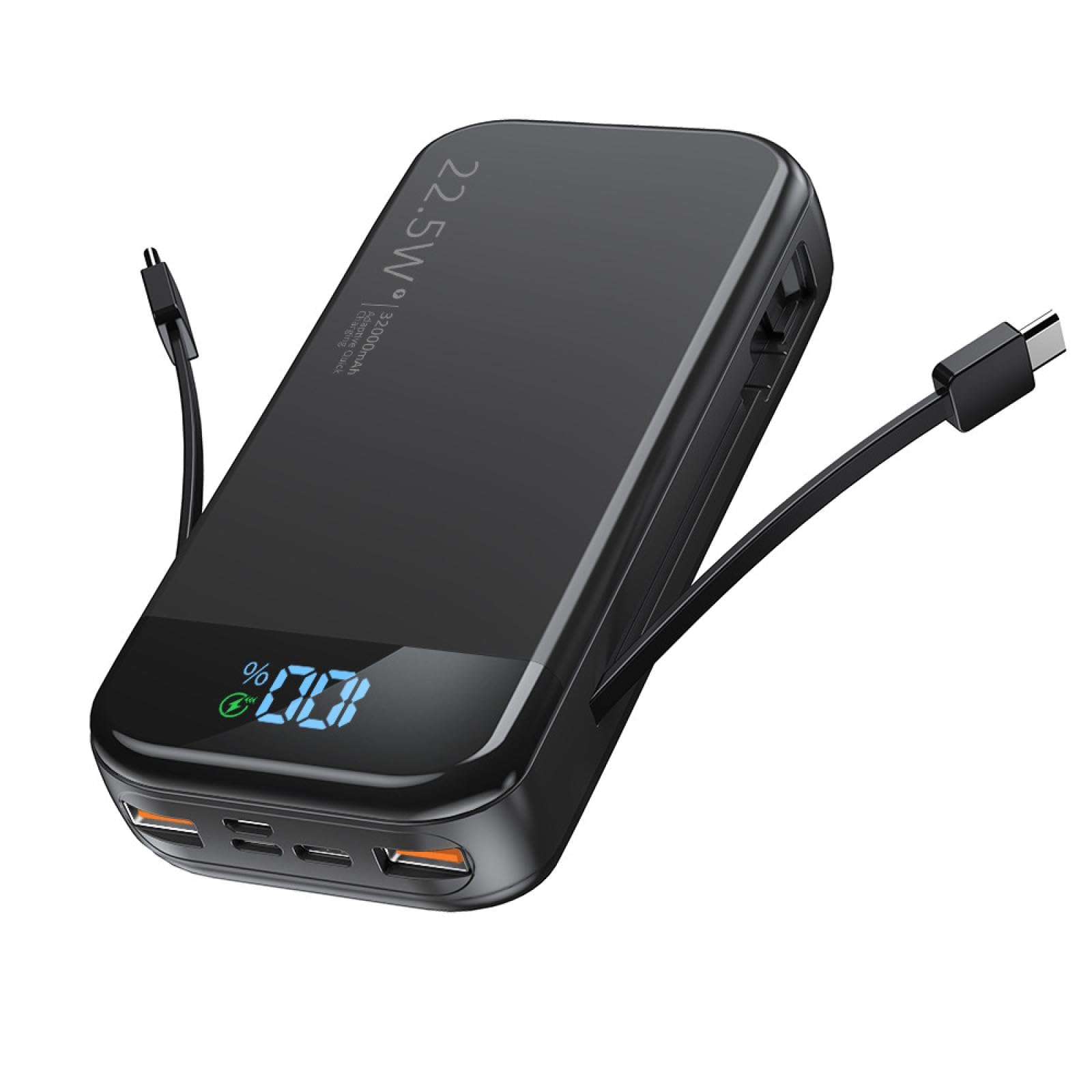 Powerbank Powerbank/32000mAh/50000mAh-PD Szybkie ładowanie Duża pojemność Mobilny powerbank współdzielony z kablem (50000mAh/czarny)