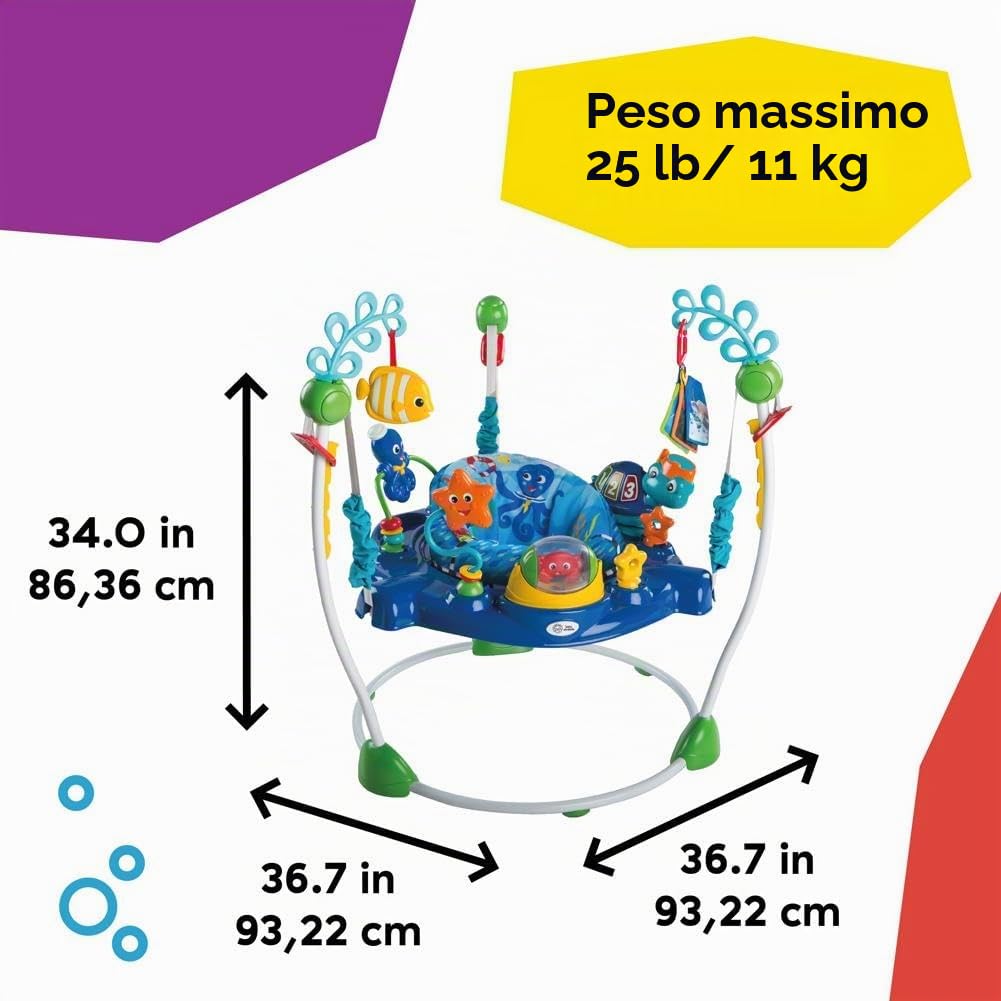 Baby Einstein Neptune's Ocean Discovery Centro Giochi e Attività, 15 Giochi, 3 Lingue, Girello con Musica e Luci, Sedile Girevole 360°, Regolabile, da 6 Mesi