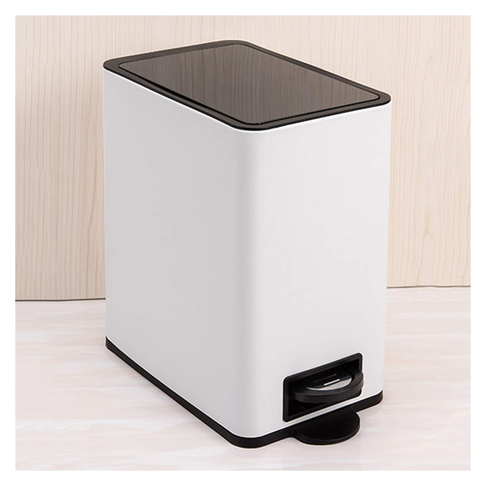 Sdydsge White Bin， With Cover Simple And Stylish Narrow Garbage Bin, 10L/2.6 Gallon Kitchen Bathroom Bin/D