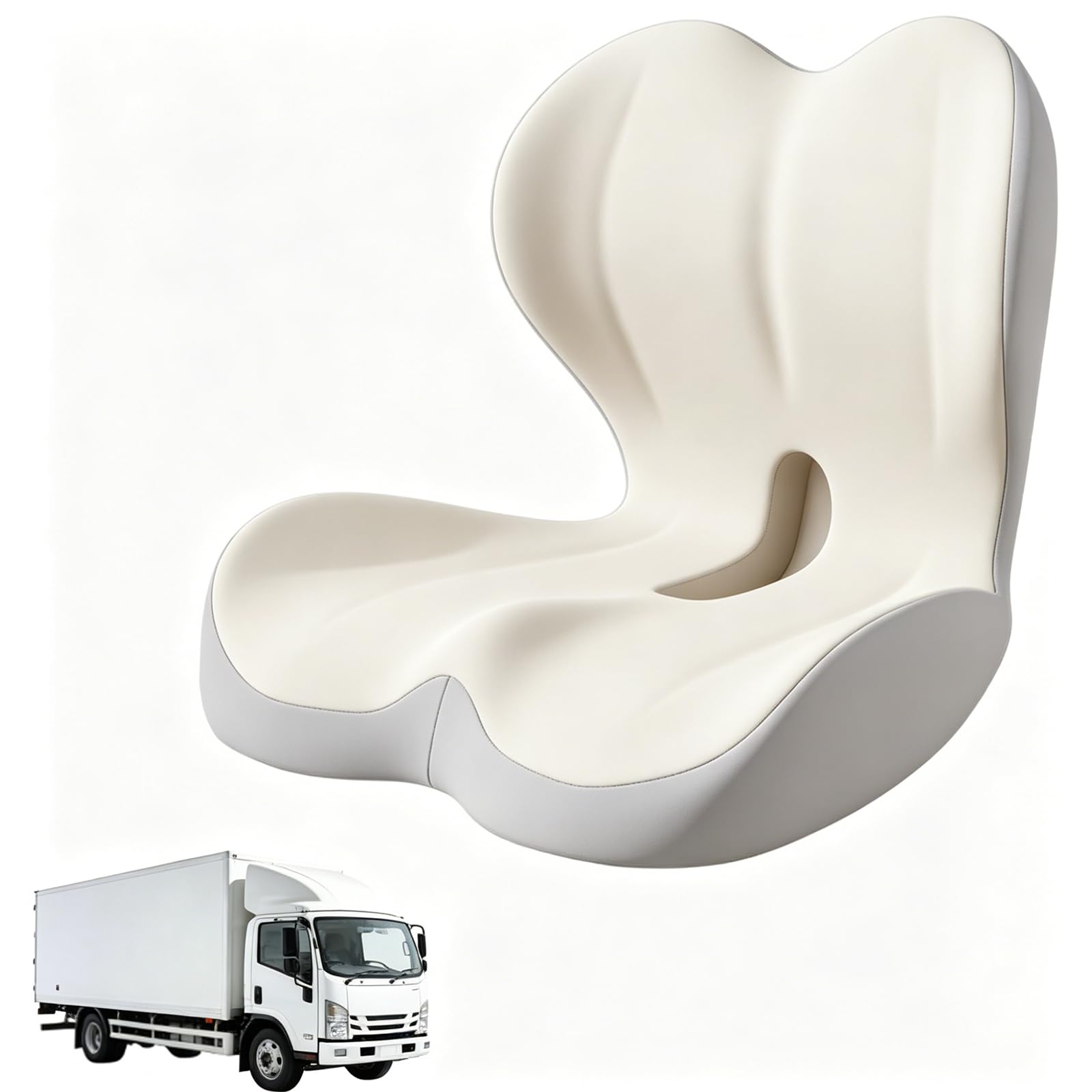 Sitzkissen Orthopädisch, Ergonomisches Sitzkissen mit Rückenlehne, Memory Foam L-förmige Integrierte, Steißbeinkissen, Sitzpolster für Bürostuhl, Rollstuhl & Auto Ischias (Beige)