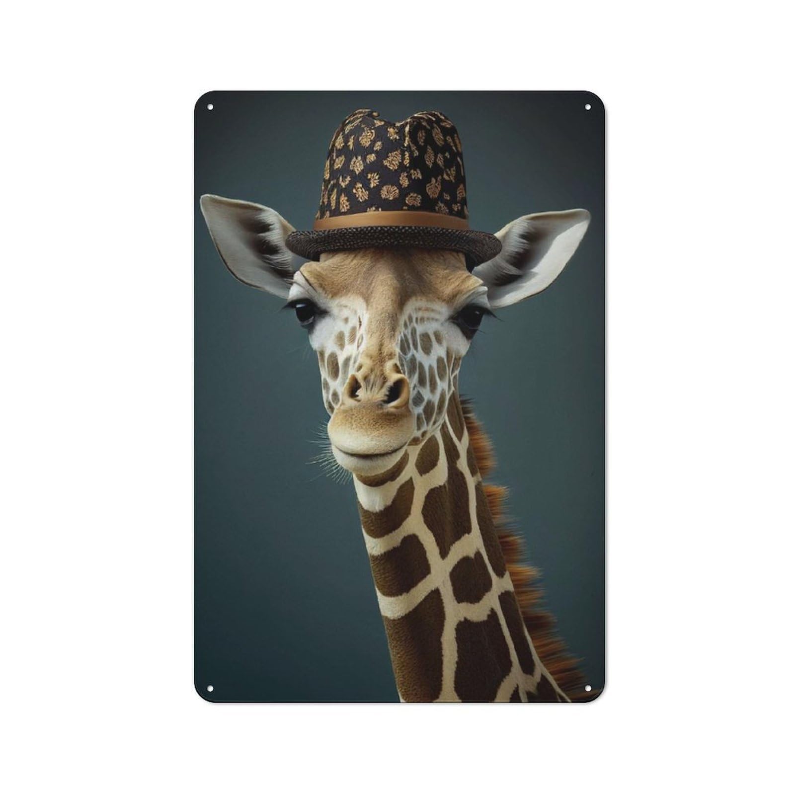 Creative Giraffe Funny Animal Hat Office Metal Sign 30x20cm, Office Wall Decor for Hobby Room, Office, Lounge Or Living Room