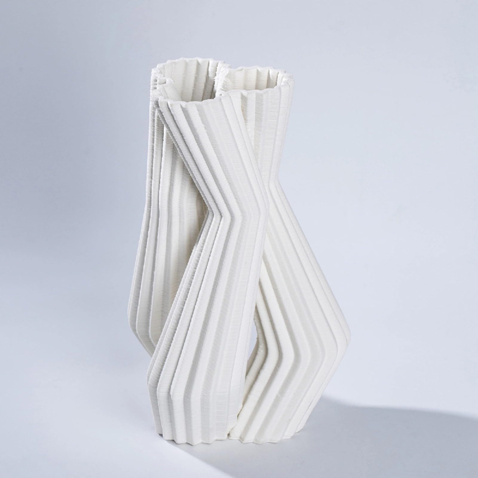 Ceramiczny wazon Technologia druku 3D na kwiaty, dekoracja trawy pampasowej, nowoczesny mały wazon do salonu Stół Biuro na farmie (biały),White