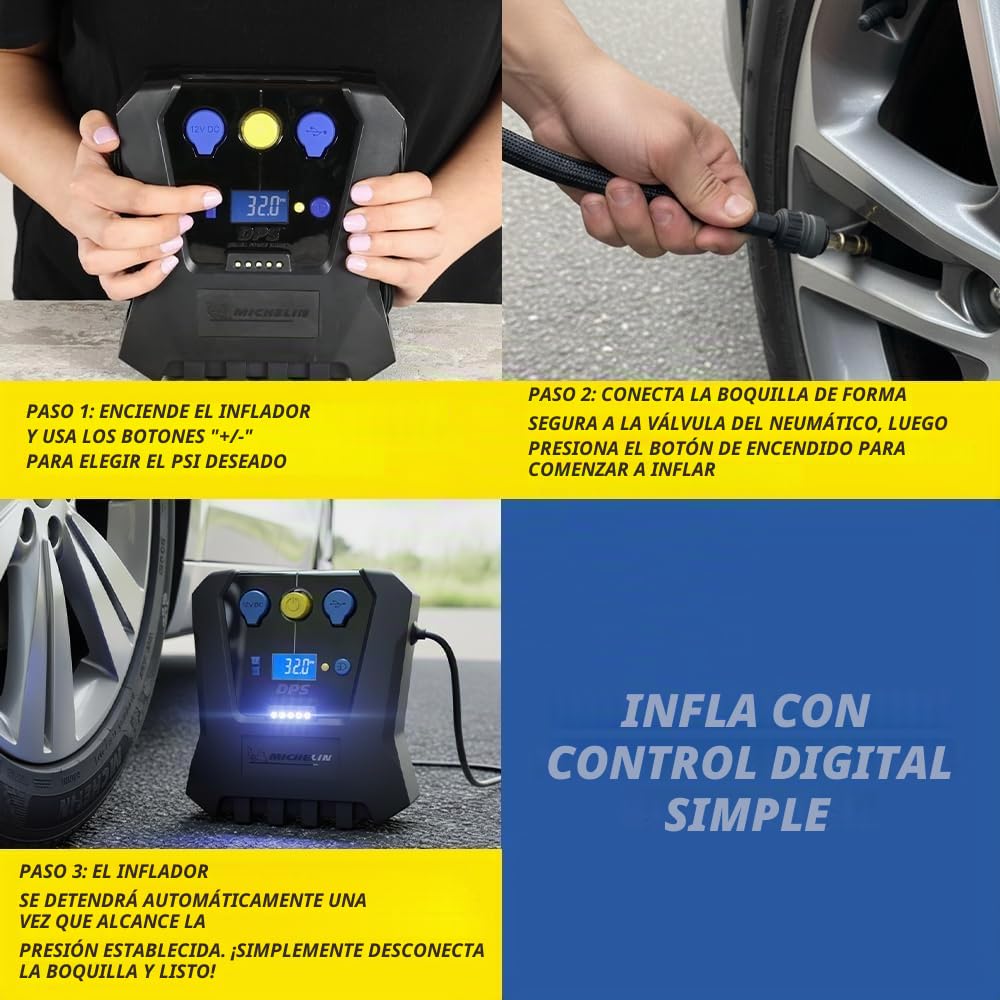 Michelin 12266 - Hinchador de neumáticos, acción rápida, Alta Potencia