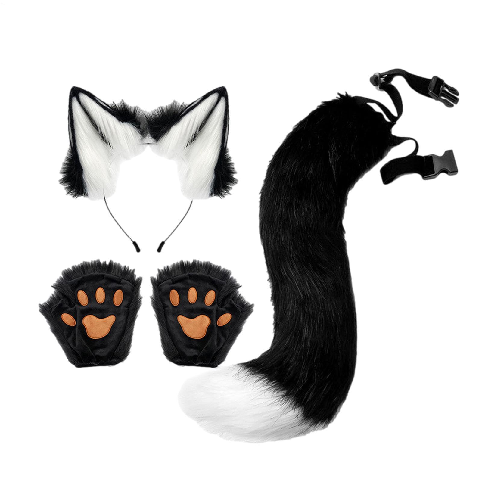 Wolf Stirnband und Schwanz Halloween Frauen Wolf Cosplay Requisiten | Rollenspiel Tier Schwanz Ohren Stirnband für Mottopartys, Maskenbälle, Bühnenaufführungen, Festivals und Events
