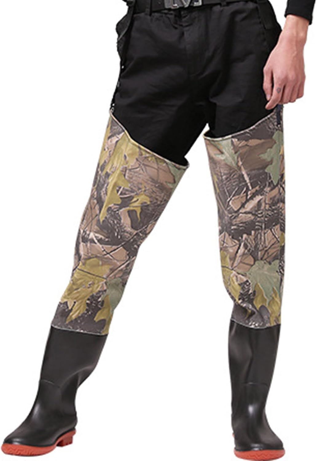 TemkIN Fly Fishing Hip Waders for Adults, 2-ply Knit/PVC Waterproof Bootfoot Waders with Boots for Fishing & Hunting