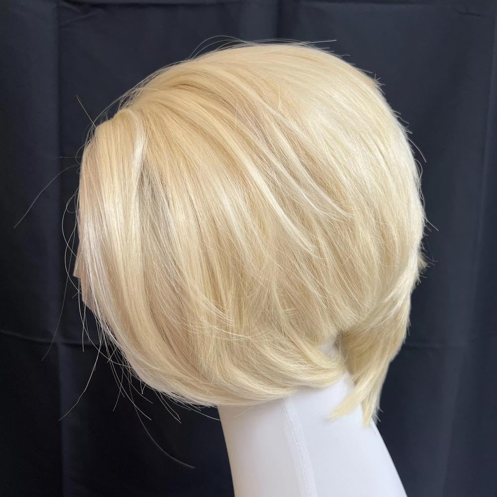 Peluca Encaje Dorado Corto Peluca Con Malla Frontal 13x4 Cm Línea Pelo Natural Para Hombre Peluca Cosplay Seda Alta Temperatura Para Niño(Light brown)