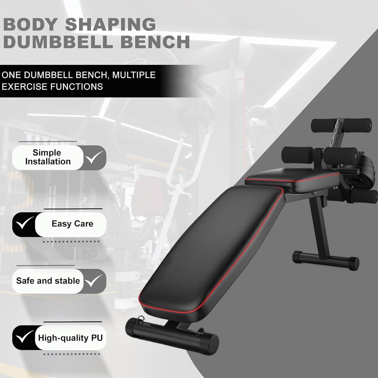 Banco Musculación，máquina De Gimnasio Ajustable，banco De Abdominales，maquina De Musculacion，Para Deporte En Casa，Capacidad De Carga: 200 Kg Black,162 * 118 * 48CM