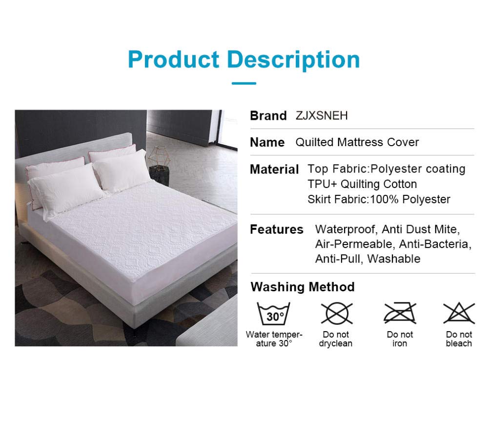 Sábana bajera ajustable acolchada impermeable 2021, funda suave y gruesa en relieve para cama, tamaño 180 x 200 cm + bolsillo de 30 cm de profundidad, ideal para todos los colchones