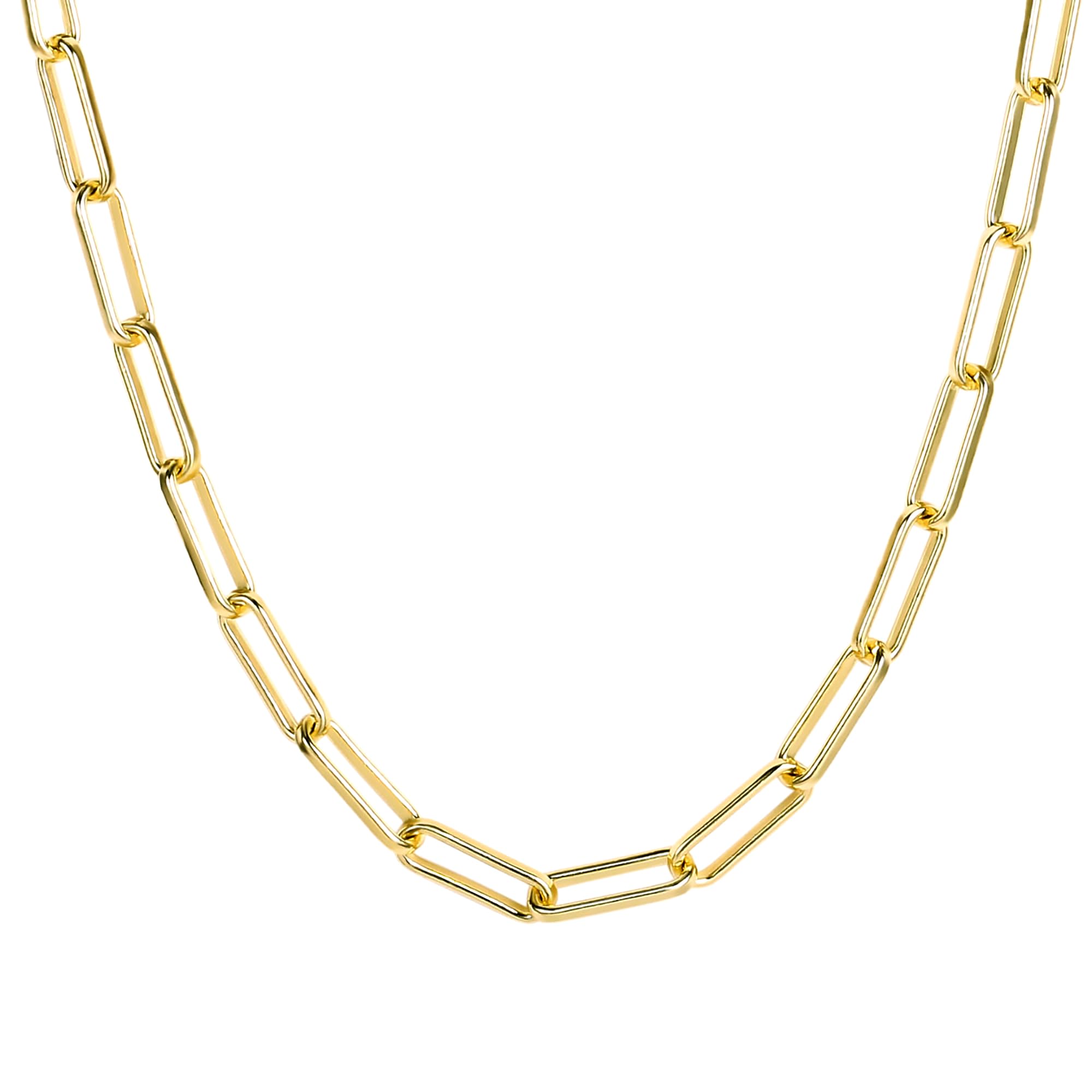 14K Gold Plated Paperclip Link Chain Choker Necklace for Women Girls