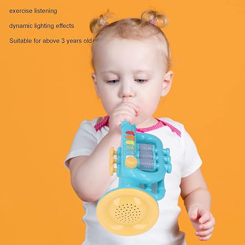 Miniatura 7 de Instrumentos musicales, trompeta para niños, juguete de música preescolar para niños y niñas (azul)