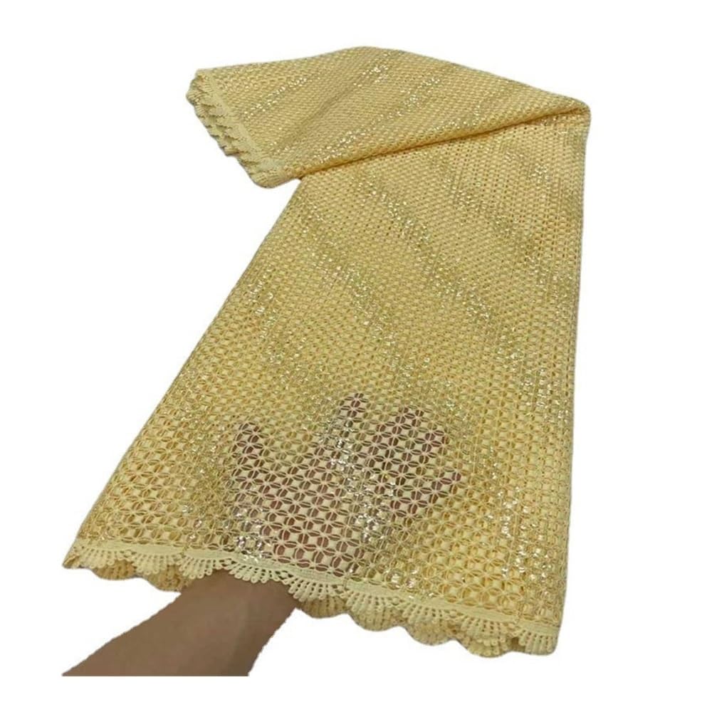 Tessuto in tulle e pizzo per cucito, paillettes di cotone, abito da sposa africano, nigeriano, abito ricamato, 4,6 m (B)