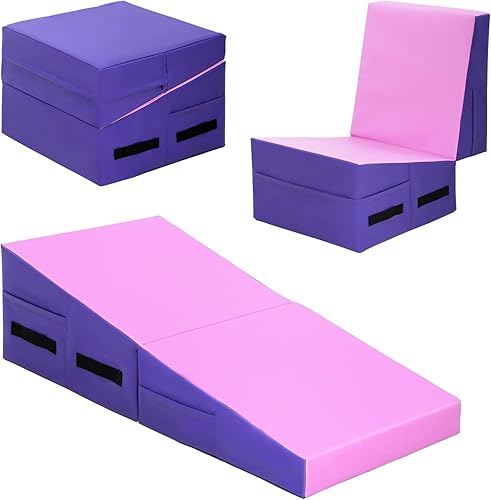 Colchoneta de gimnasia inclinada, esterilla de yoga para gimnasio en casa, alfombrilla de ejercicio plegable con superficie de poliuretano