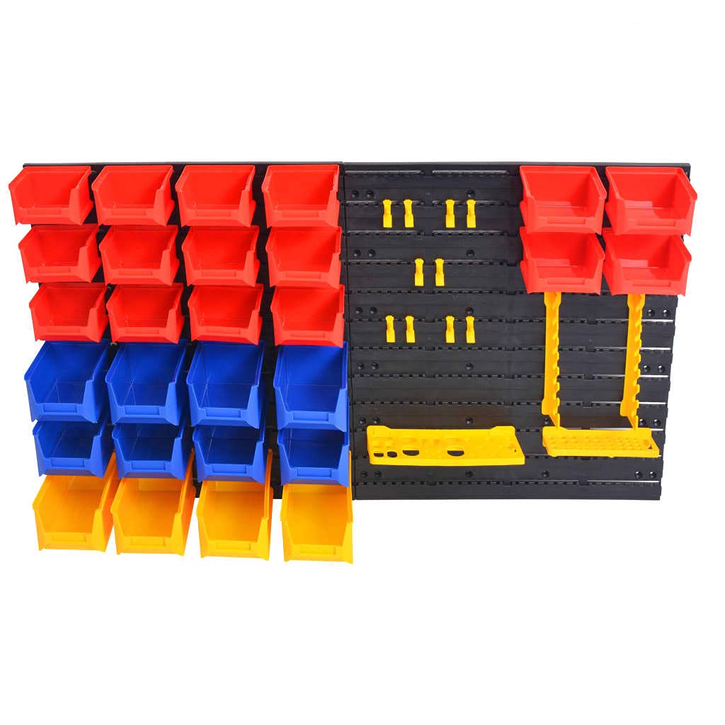 Organizador de herramientas de pared con contenedores, ganchos y soportes para garaje y taller