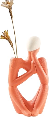 Miniatura 3 de Florero de cerámica para decoración del hogar, jarrón moderno estilo pensador para chimenea, dormitorio, cocina, sala de estar, centros de mesa,