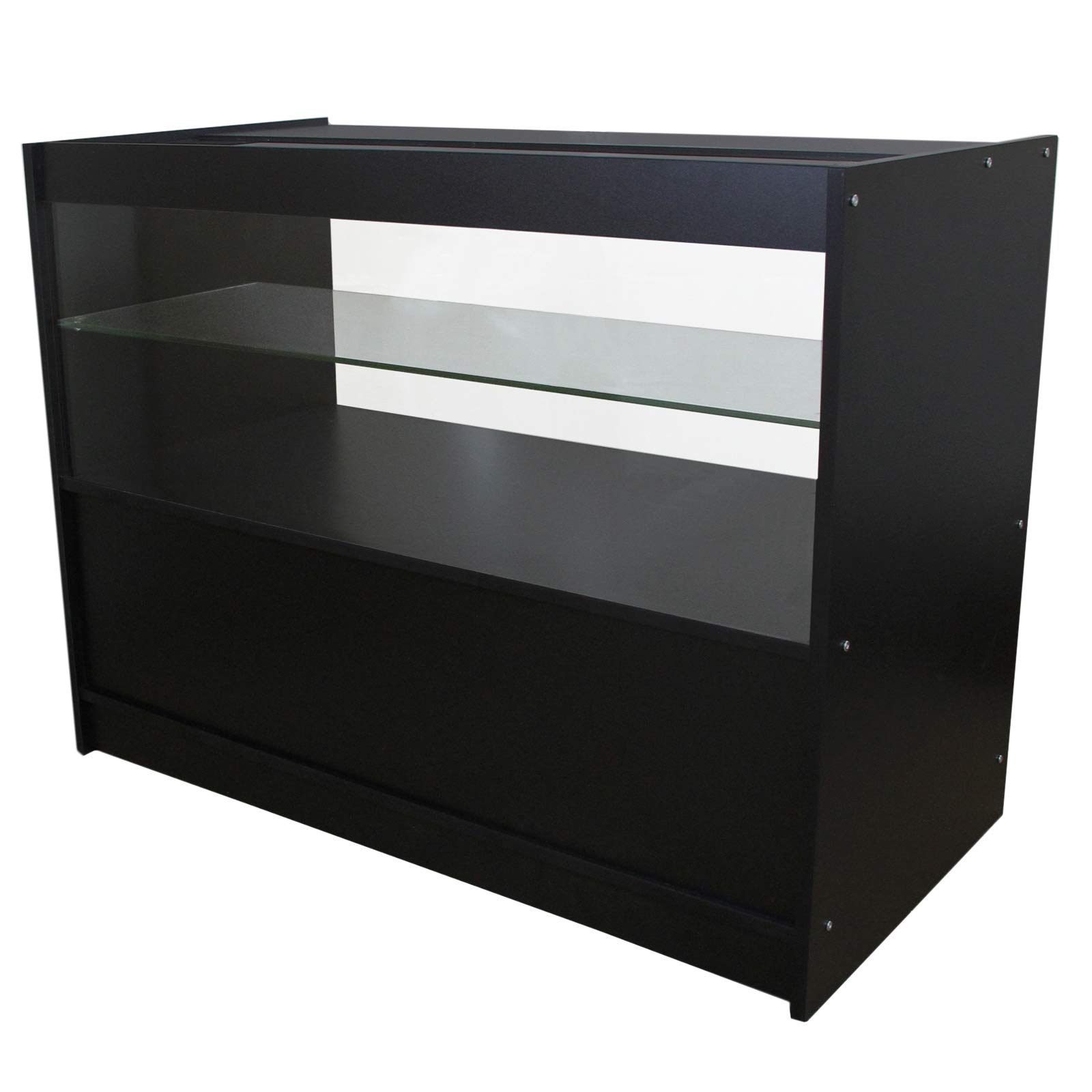 MonsterShop - Gemini Set 3 Mostradores Mesas de Recepción Mueble Oficina Mostradores Peluqueria Comercial Expositor| Negro | 120cm (Anchura) x 60cm (Profundidad) x 90cm (Altura)