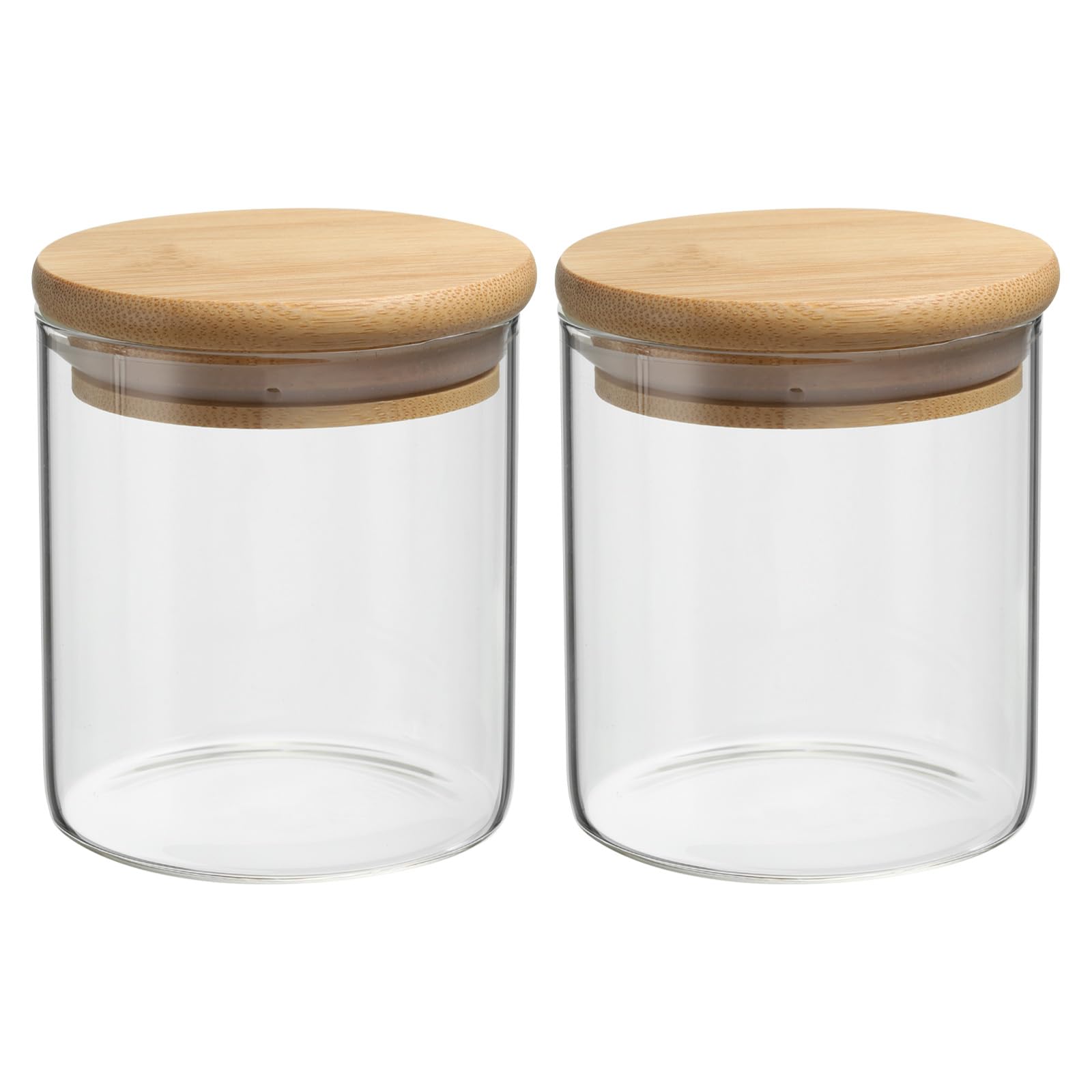 PATIKIL 14 OZ Glass Jar with Airtight Bamboo Lid, 2 Pack Glass Kitchen Container Clear Food Storage Jar for Nuts Sugar Coffee Beans Spices (10x8cm)