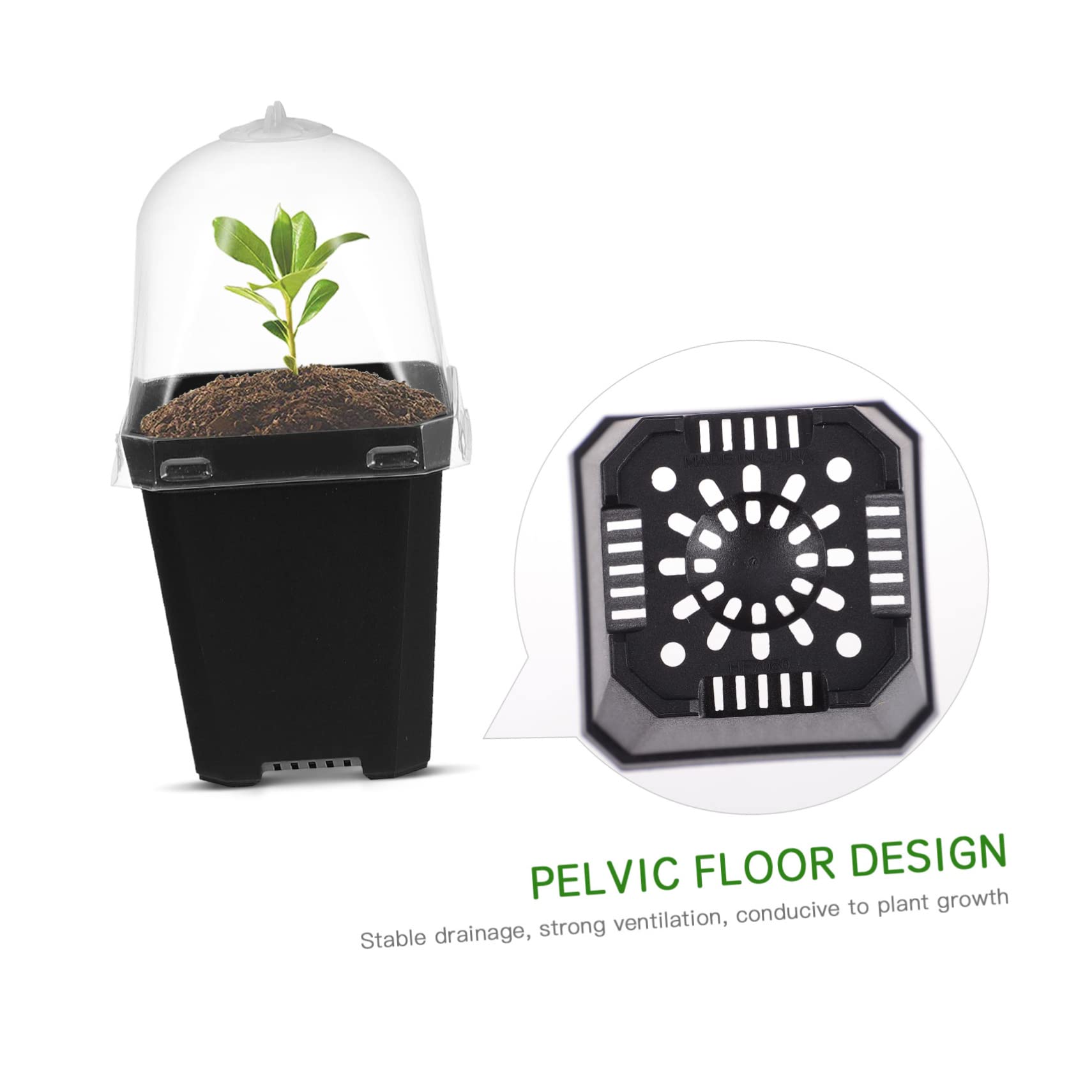 Toyvian Lot de 10 Pots de Semis en Plastique Épais Noirs Trous de Drainage pour Jardinage Intérieur et Extérieur, Conteneurs Solide pour Pépinière, Multiplications et Boutures de Plantes