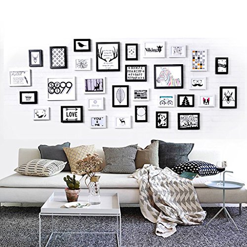 Juego de marcos de fotos de color moderno para colgar en la pared, portafolio familiar DIY foto pegatinas pared fondo arte 15 juegos decoración de pared (color: B) Cover