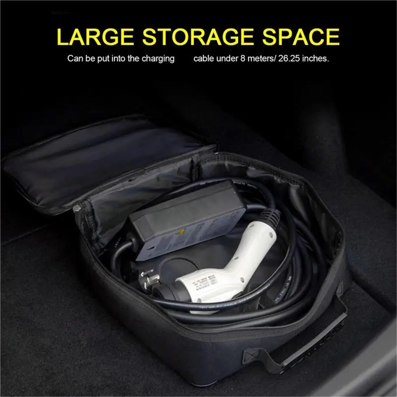 Borsa for Il Trasporto del Cavo di Ricarica for Auto, Borsa for l'organizzazione del Cavo di avviamento della Presa di Ricarica for Auto elettrica per Cavo di Ricarica(Black-Round)