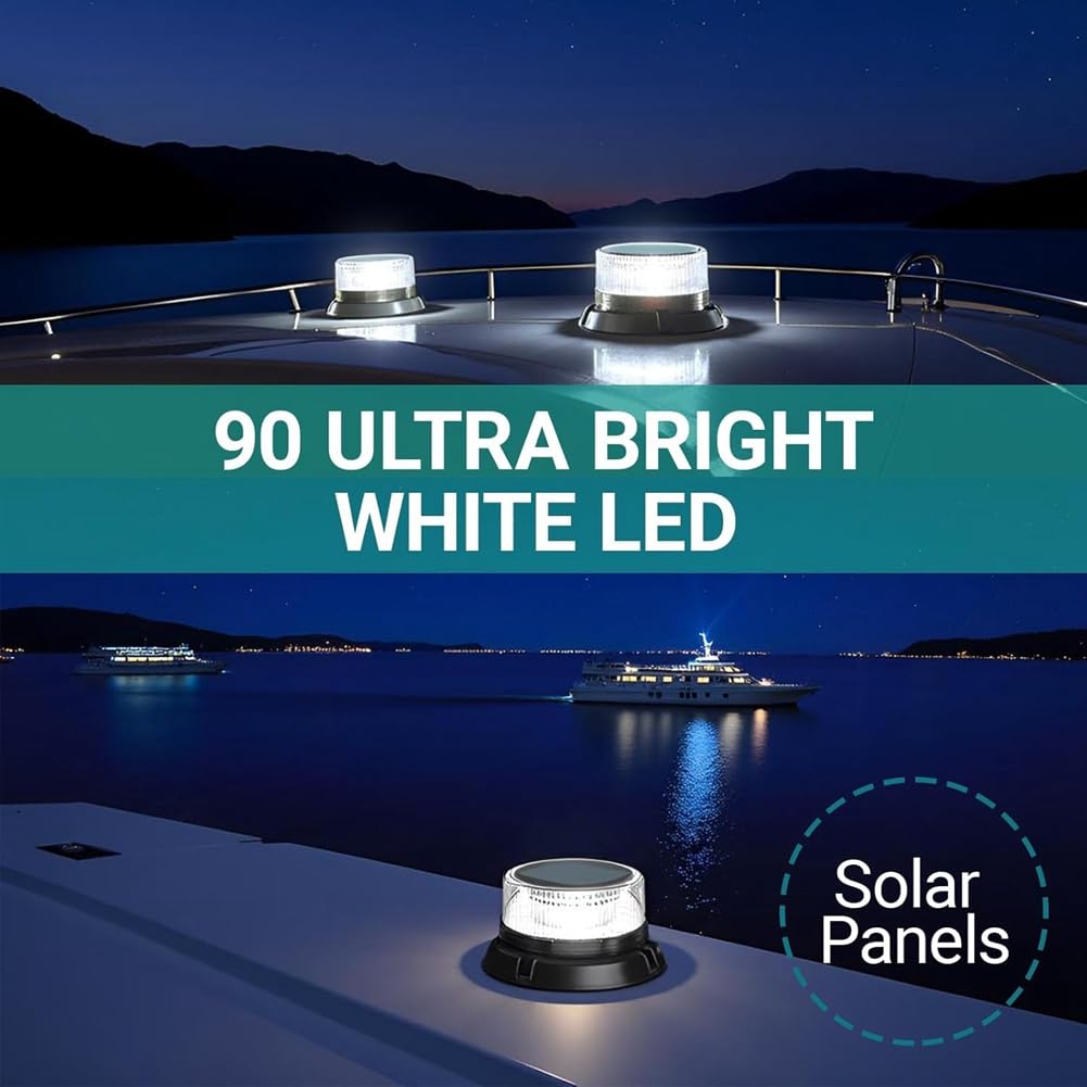 Solarbetriebene LED-Ankerlichter für Boote, Yachten, Marina-Dock-Sicherheitsblitzwarnlampen, Navigation