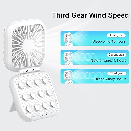 Miniatura 2 de Handheld Fan5000mAh Power Bank Battery Operated Mini Desk Fan,Portable Rechargeable Fan with 3 Speeds,9-15 Hours Working Time 180Foldable Neck Fan