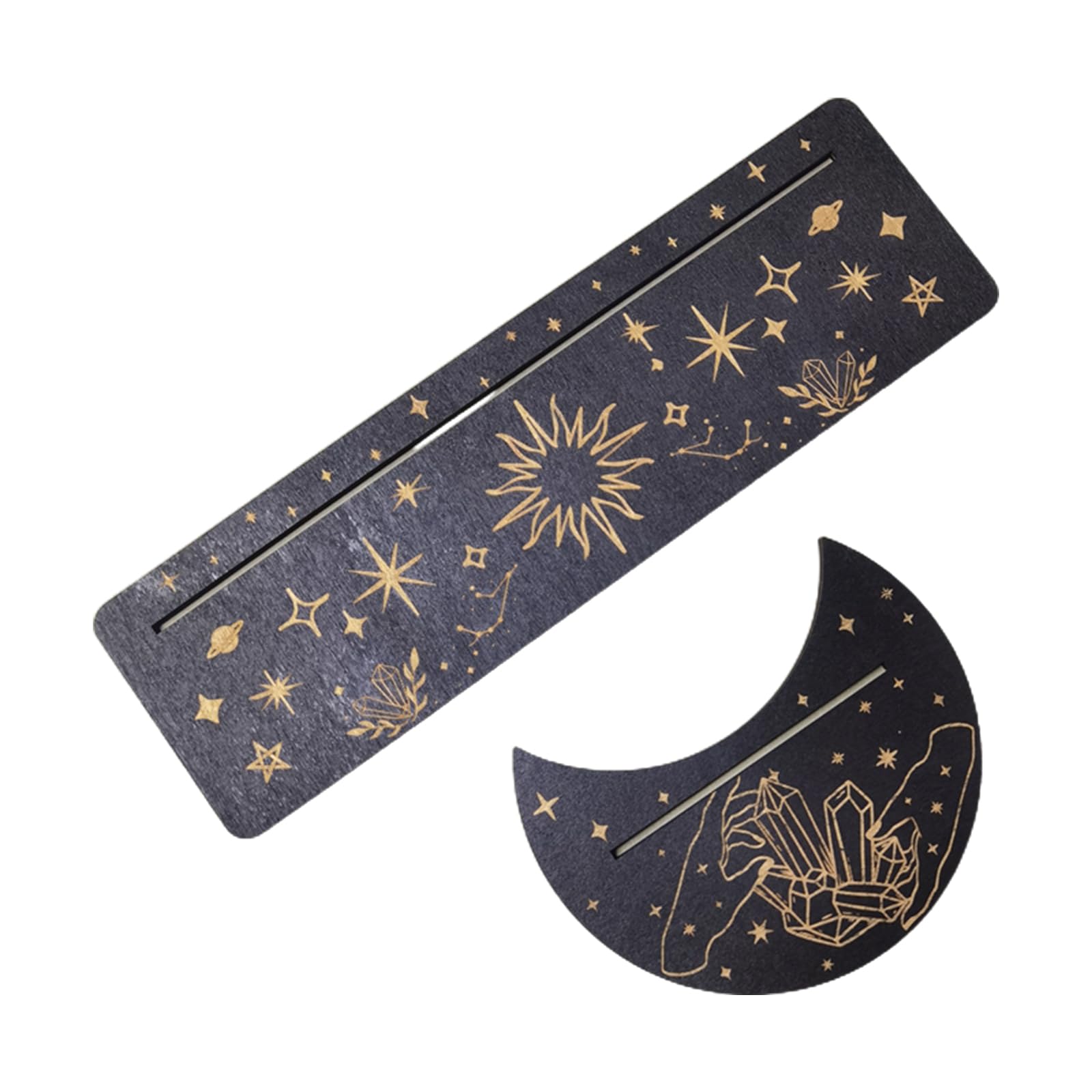 Xinsheinelry Wooden Tarot Card Stand Holder Moon Phases Base Moon Shape and Rectangle Cards Holder for Witch Divination