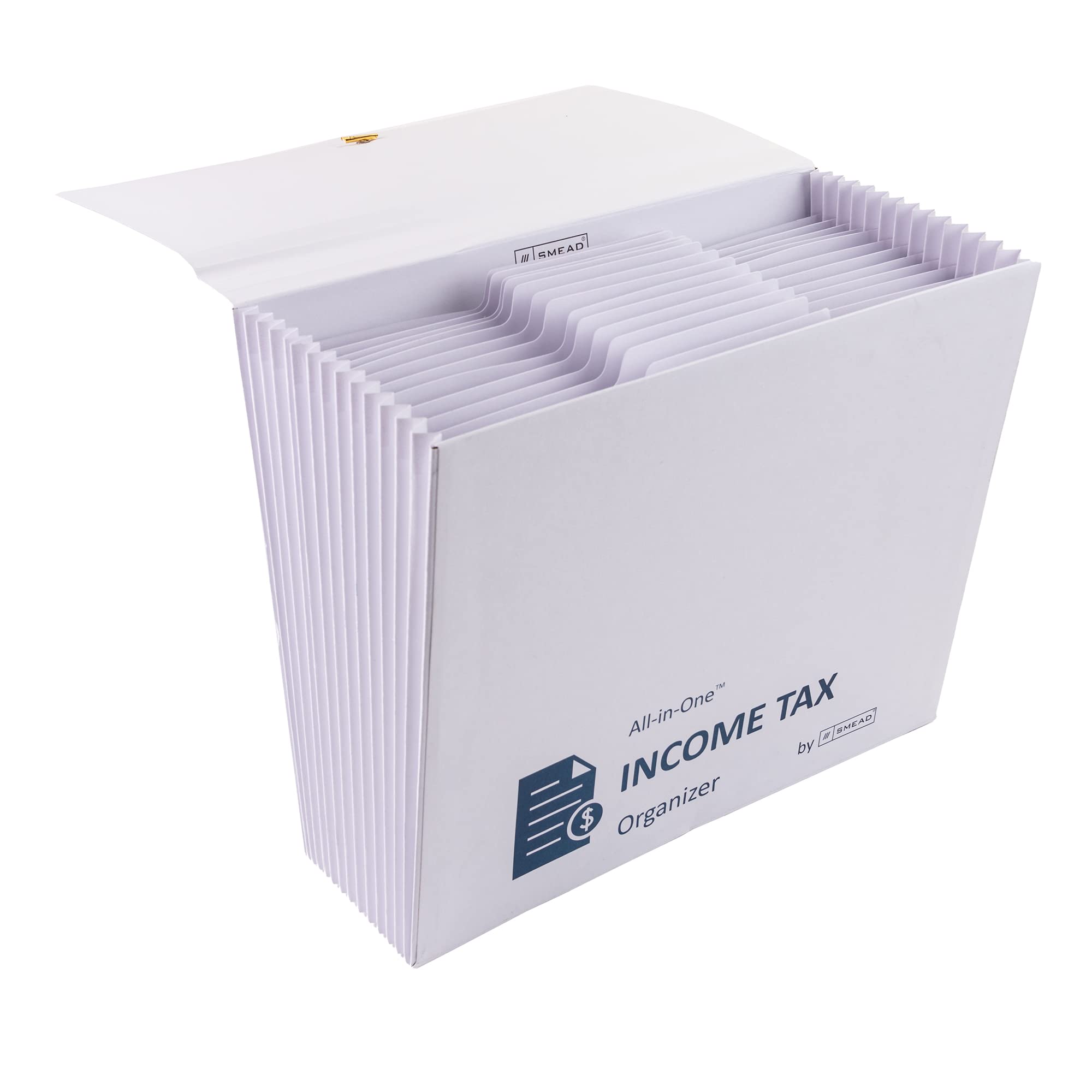 Smead All-in-One Income Tax Organizer, 12 Pockets, Flap and Cord Closure, Letter Size, Navy/White (70660) - Image 4