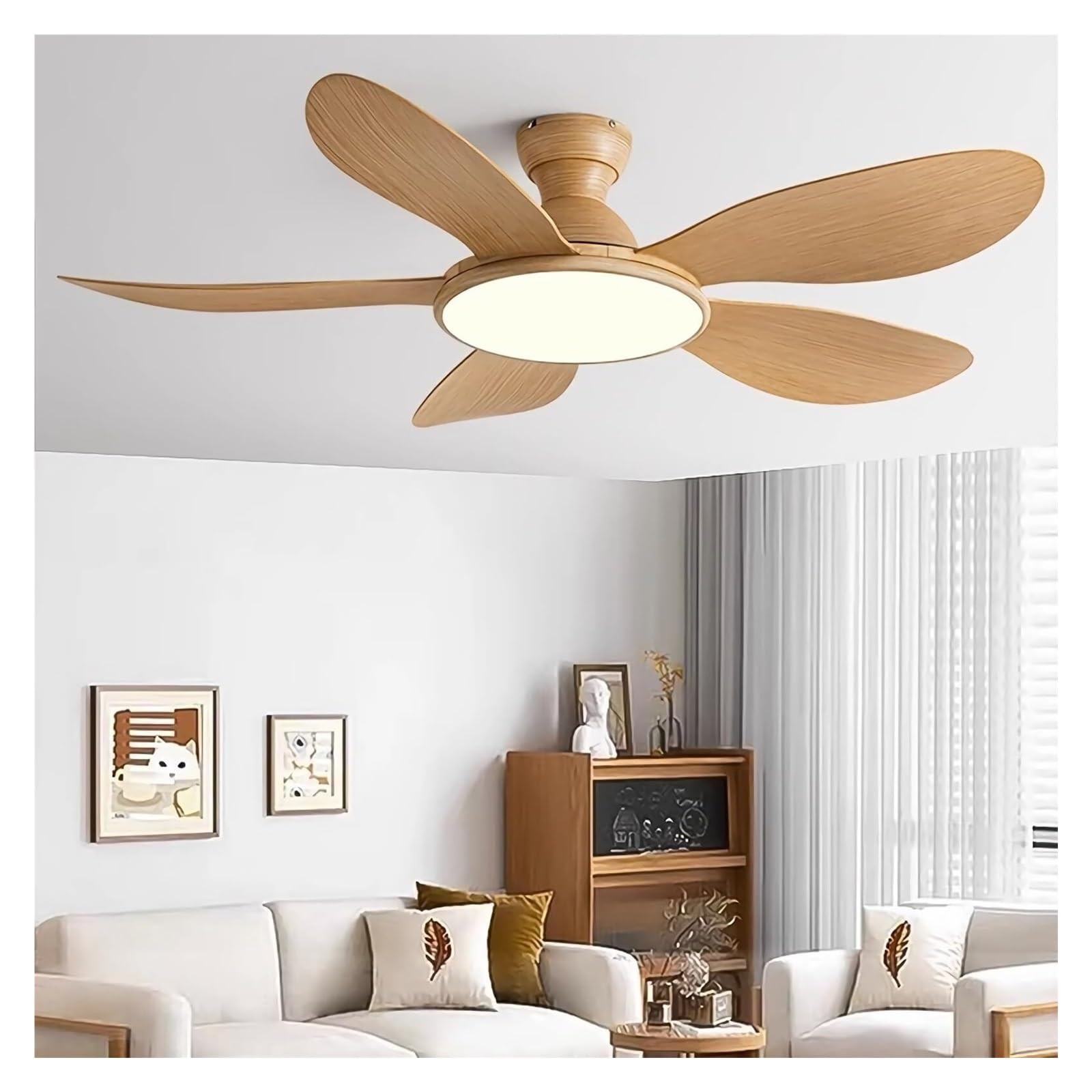 Ceiling Fan With Light And Remote, LED Dimmable Fan Ceiling Lamp, 6 Speeds