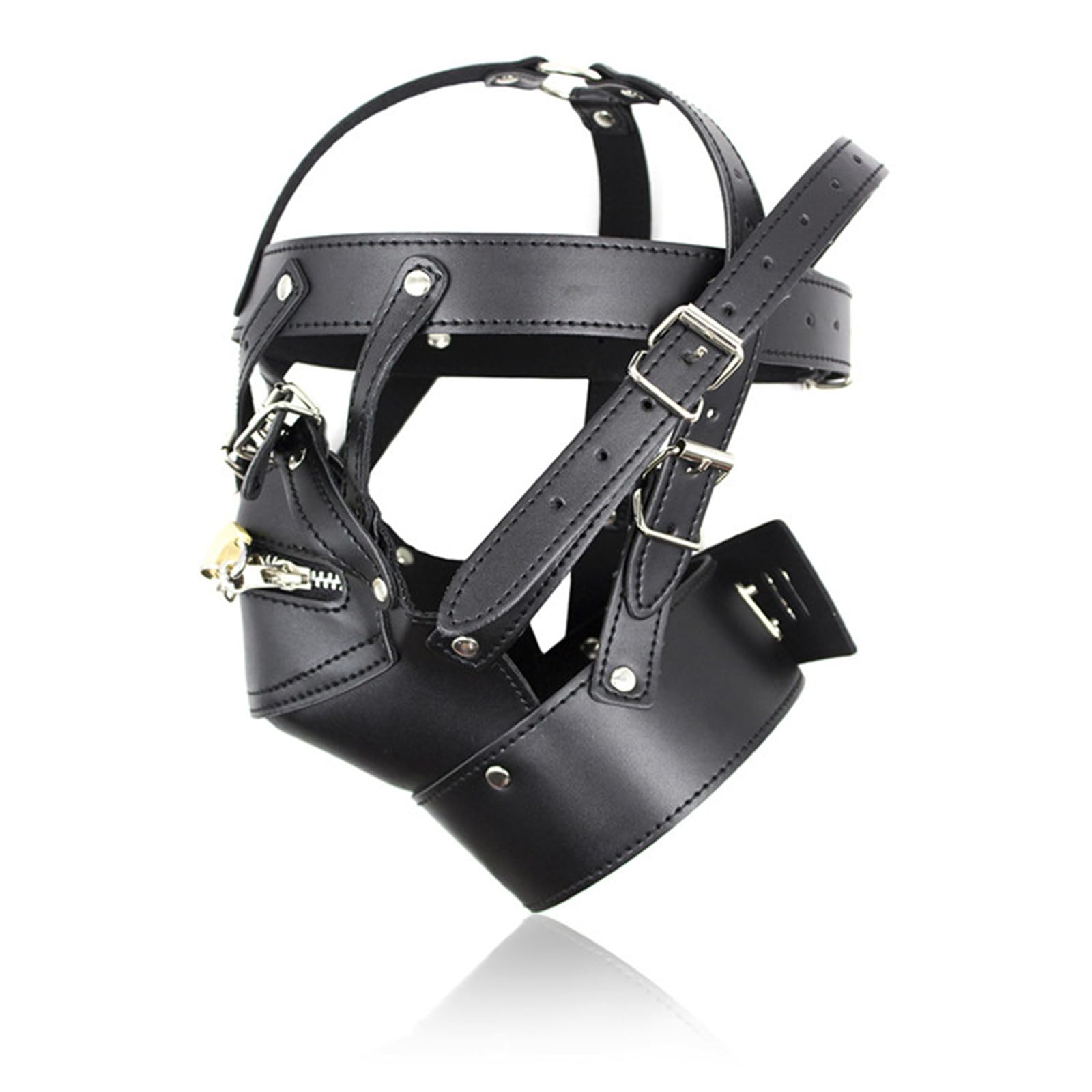 Punk Style Masks Men's Head Harness Leather Head Hood Zipper Design Bar Stage Mask Accessory for Edgy Fashionistas
