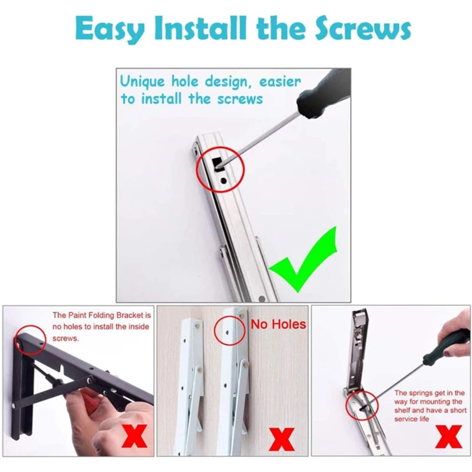Składane wsporniki półek, 2 szt. Regulowany trójkątny składany wspornik kątowy Ławka stołowa Wspornik półki Meble Ciężki sprzęt pomocniczy(White,14inch)