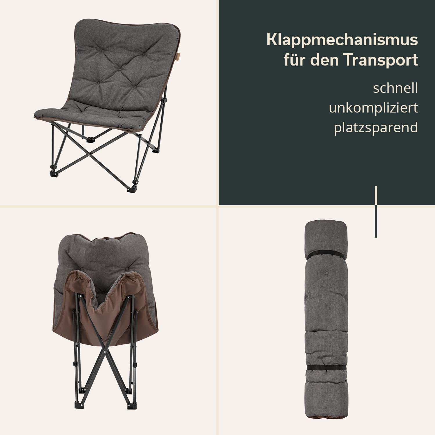 Skandika Moonchair XL/Mala Camping Chair, Comfortable Folding Chair With Carry Bag, Folding Chair With Robust Steel Frame, Indoor And Outdoor Chair For Garden, Balcony, Travel