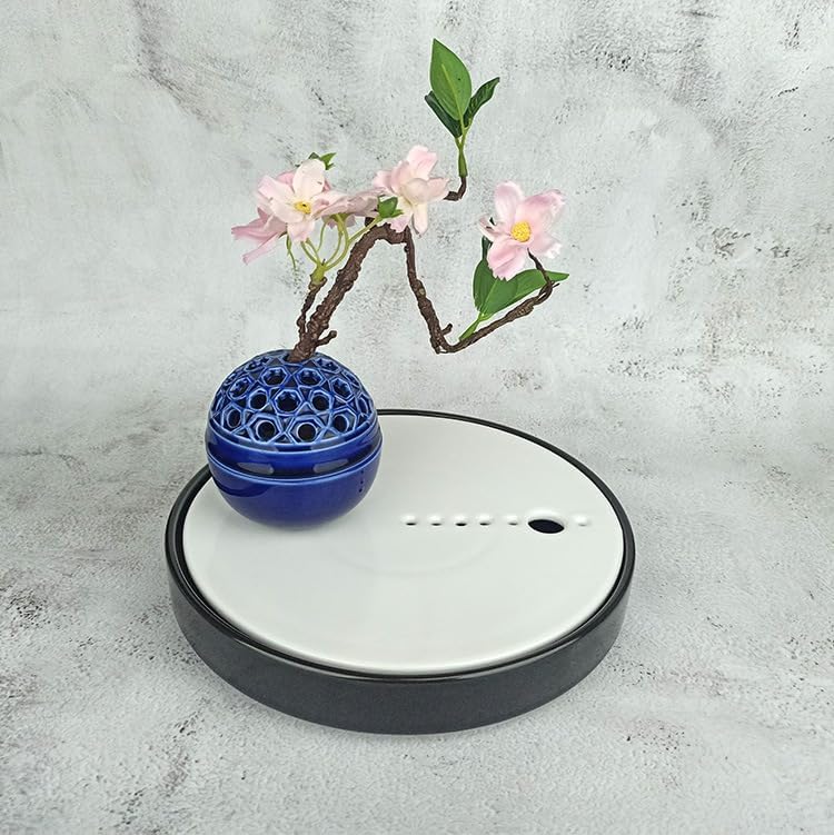 Dry Ice Sushi Tray, Ceramic sashimi Sushi Steak plate, Ceramic plate, Japanese sashimi, Dry ice food bowl, 11 inches (white on black)