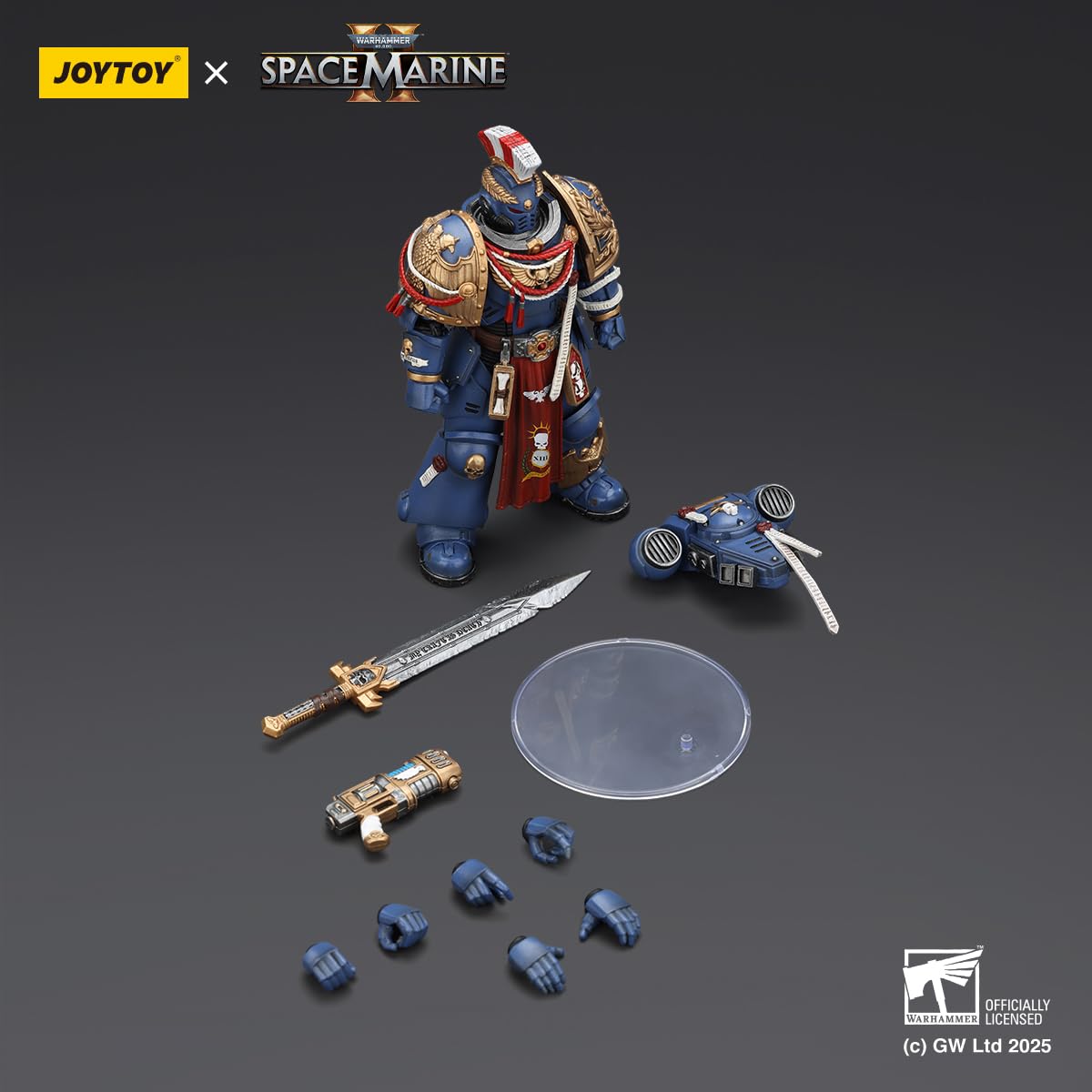 TOYVERSE JOYTOY 1/18 Figura de acción Warhammer 40.000, Space Marine 2, Ultramarines Relic Primus Armour con pistola de plasma y hoja de combate, articulación móvil, modelo de personaje de 15 años y