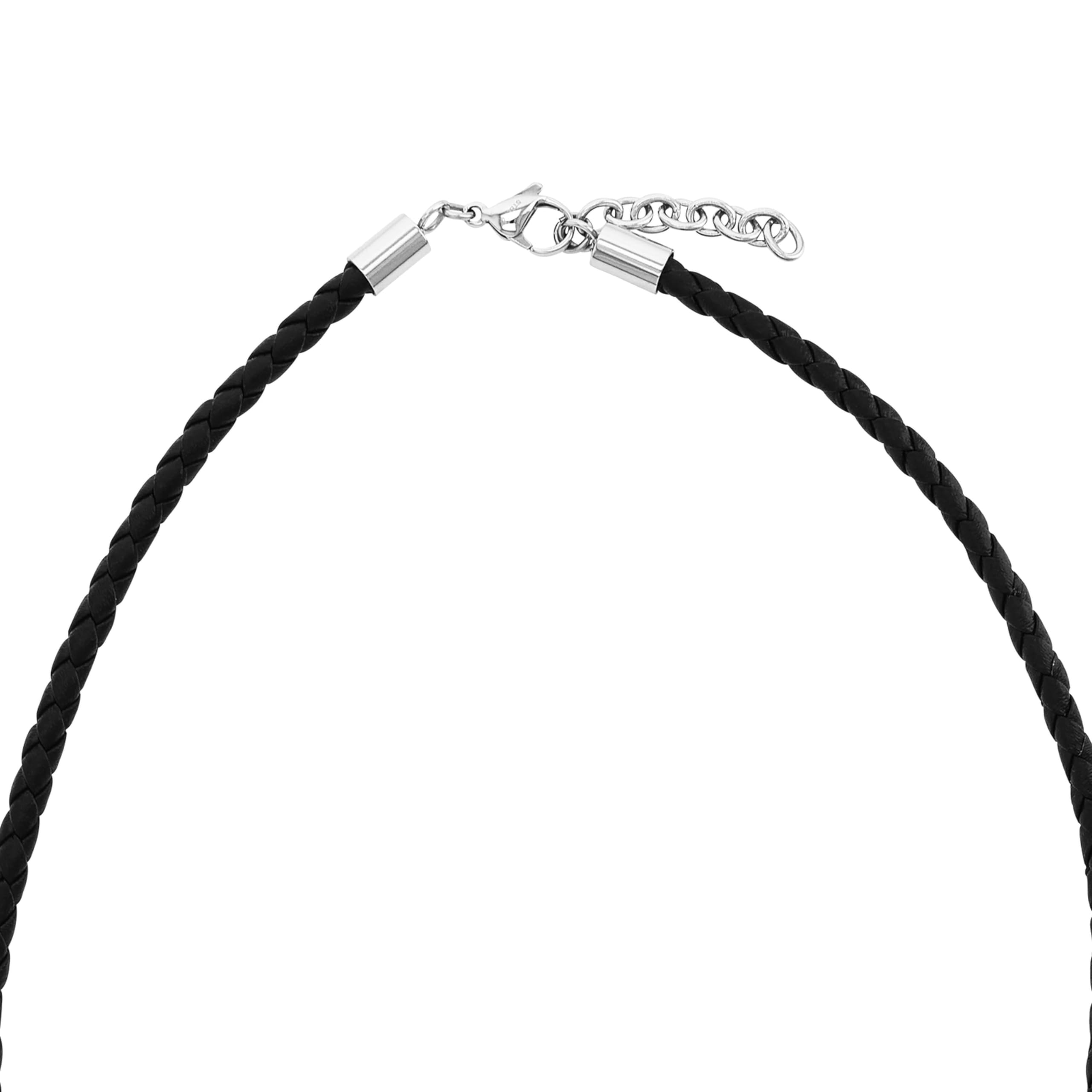 s.Oliver Herren Ledercollier, Edelstahl IP schwarz – Ansicht 3