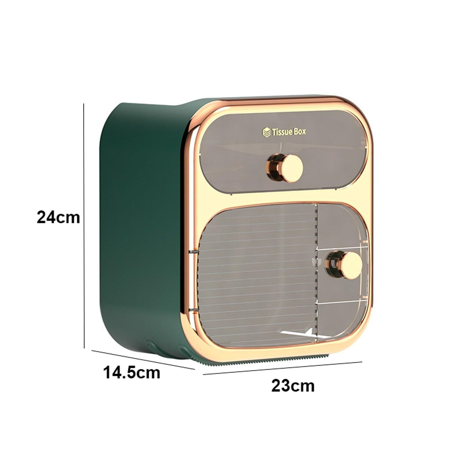Dispensador de toallas de papel de doble capa con cajón de almacenamiento, dispensador comercial de papel higiénico, soporte para toallas de papel de montaje en pared para baño (verde)